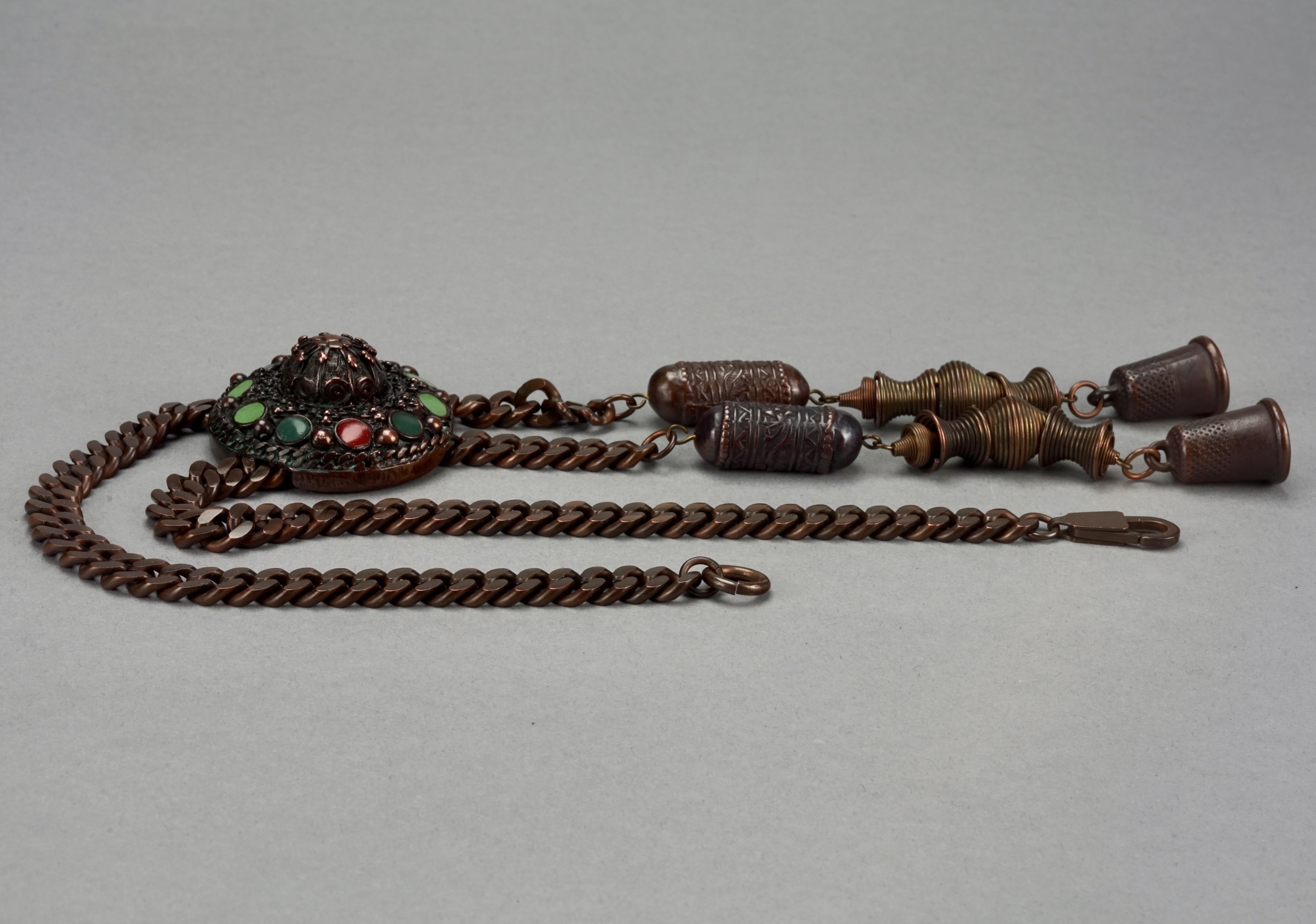 Vintage JEAN PAUL GAULTIER Enamel Tribal Charm Brutalist Necklace 1
