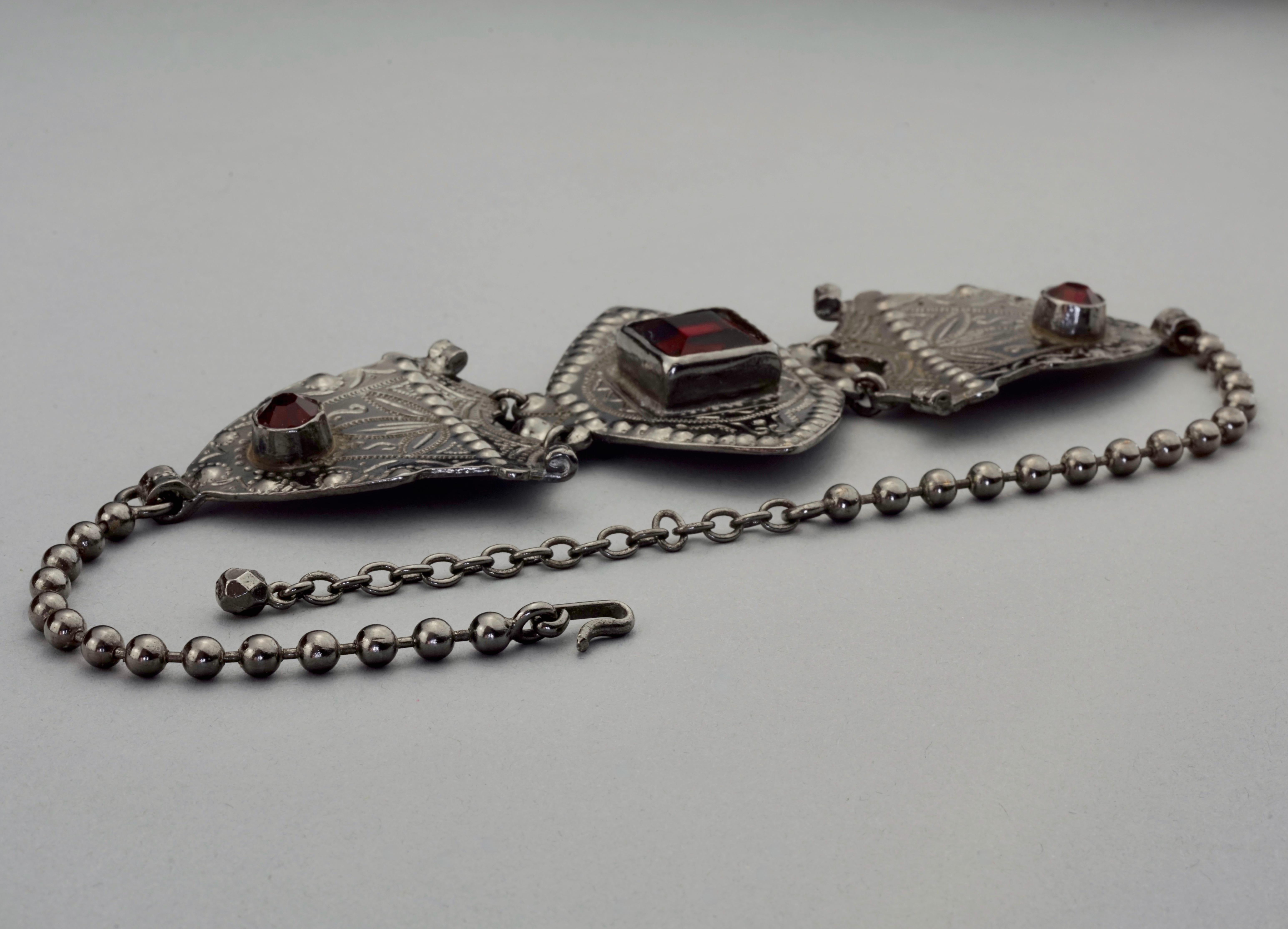Women's Vintage JEAN PAUL GAULTIER Ethnic Red Stones Choker Necklace