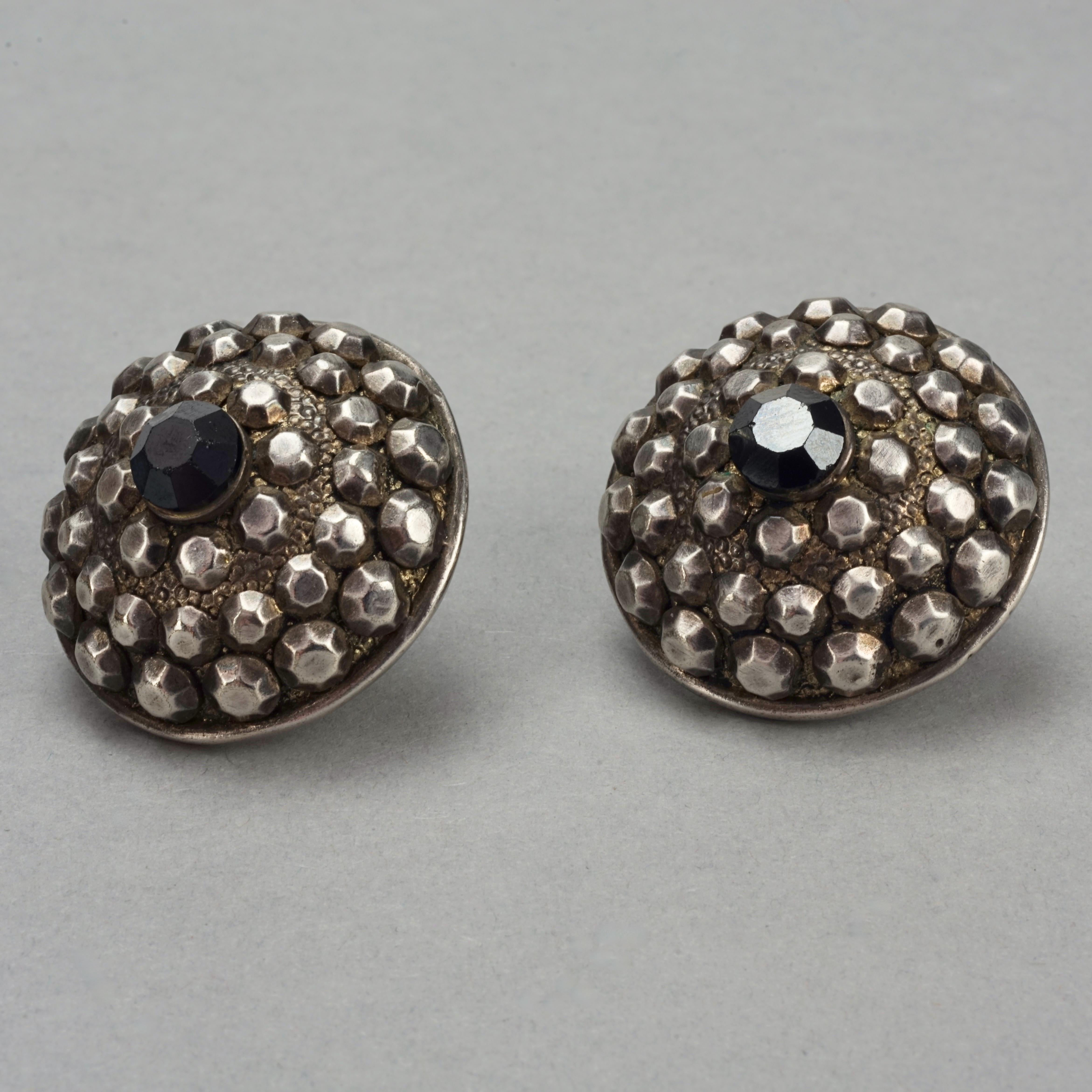 Vintage JEAN PAUL GAULTIER Ethnic Studded Disc Earrings For Sale 1