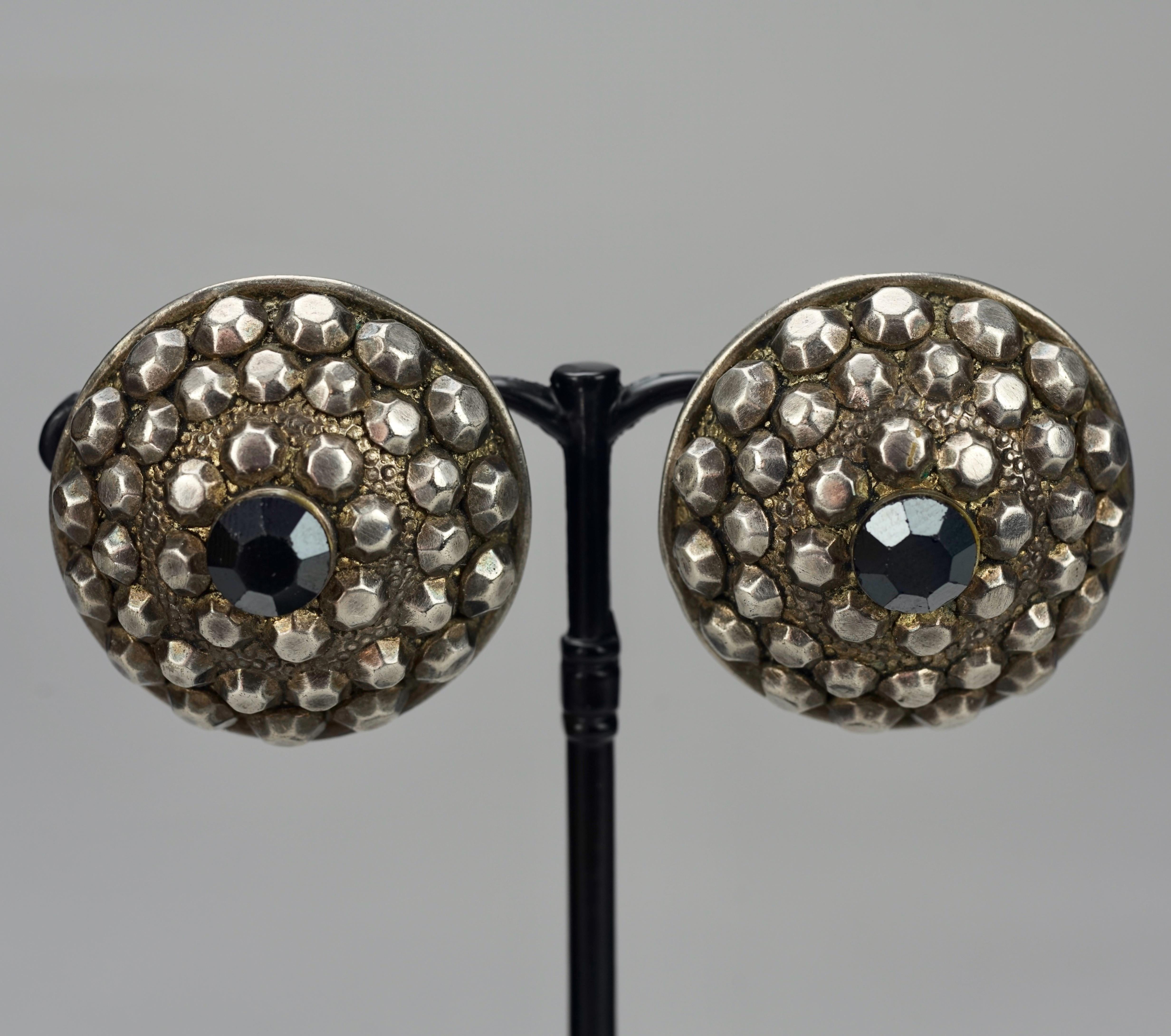 Vintage JEAN PAUL GAULTIER Ethnic Studded Disc Earrings For Sale 2