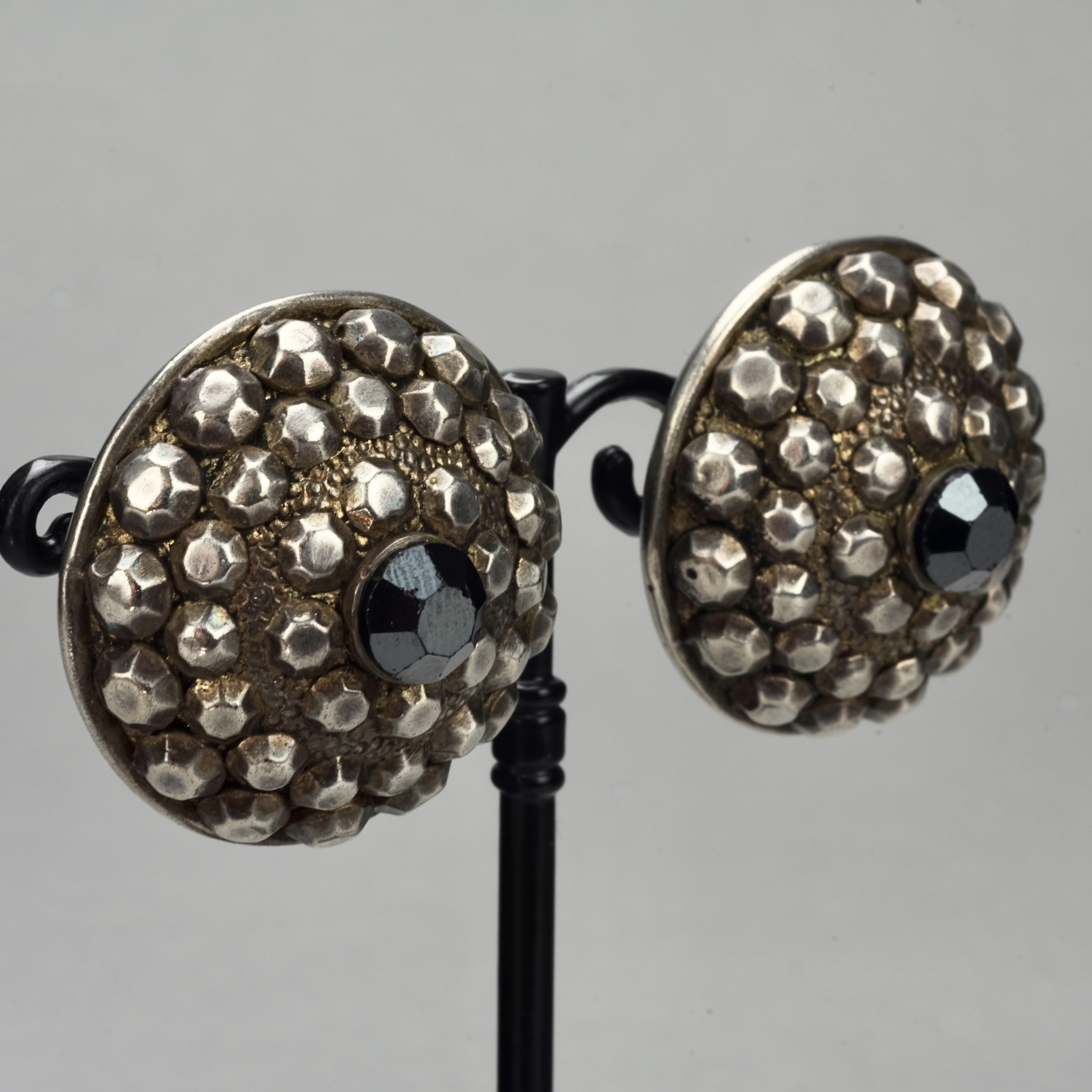 Vintage JEAN PAUL GAULTIER Ethnic Studded Disc Earrings For Sale 4