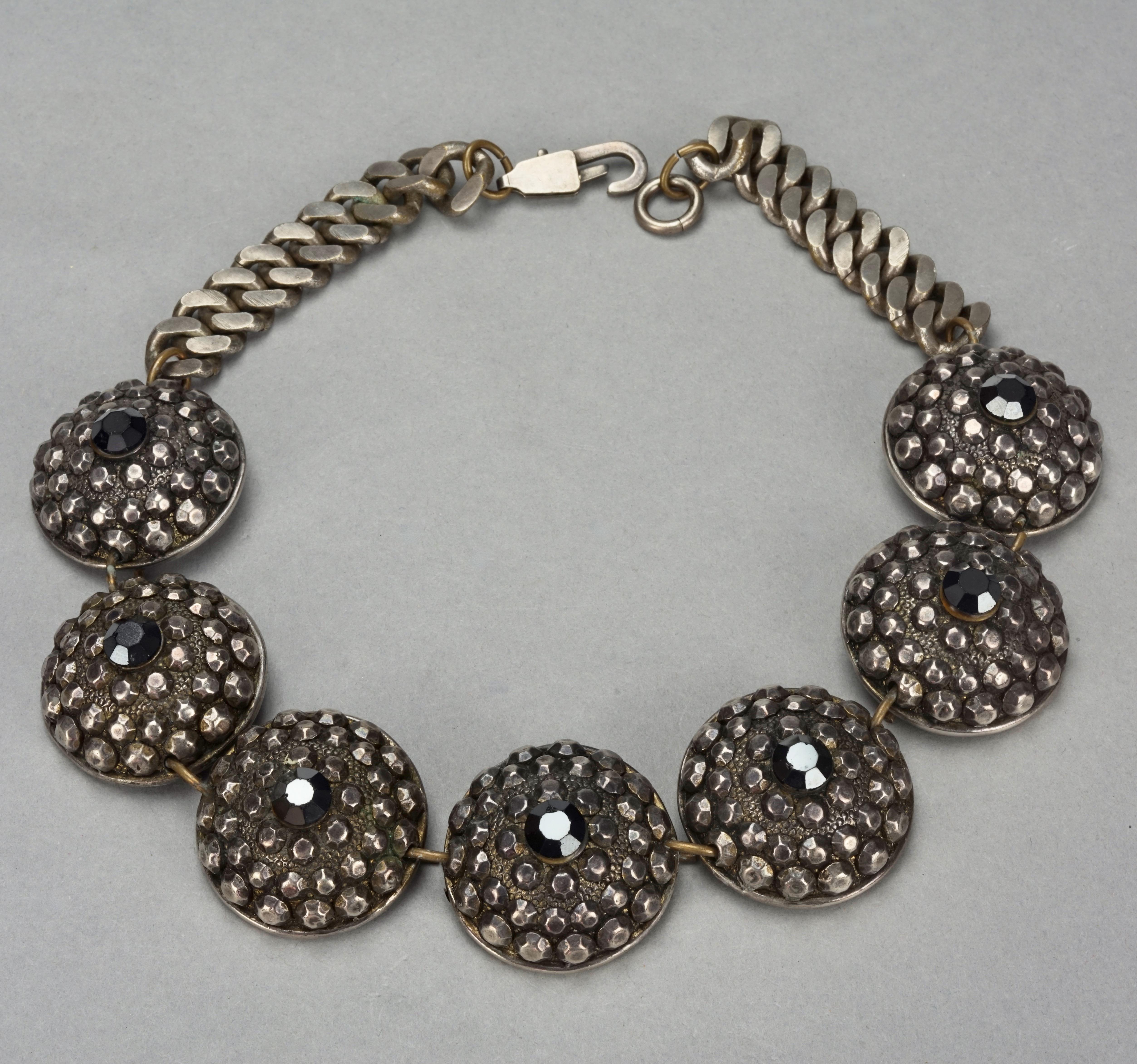 Vintage JEAN PAUL GAULTIER Ethnic Studded Disc Necklace In Good Condition For Sale In Kingersheim, Alsace