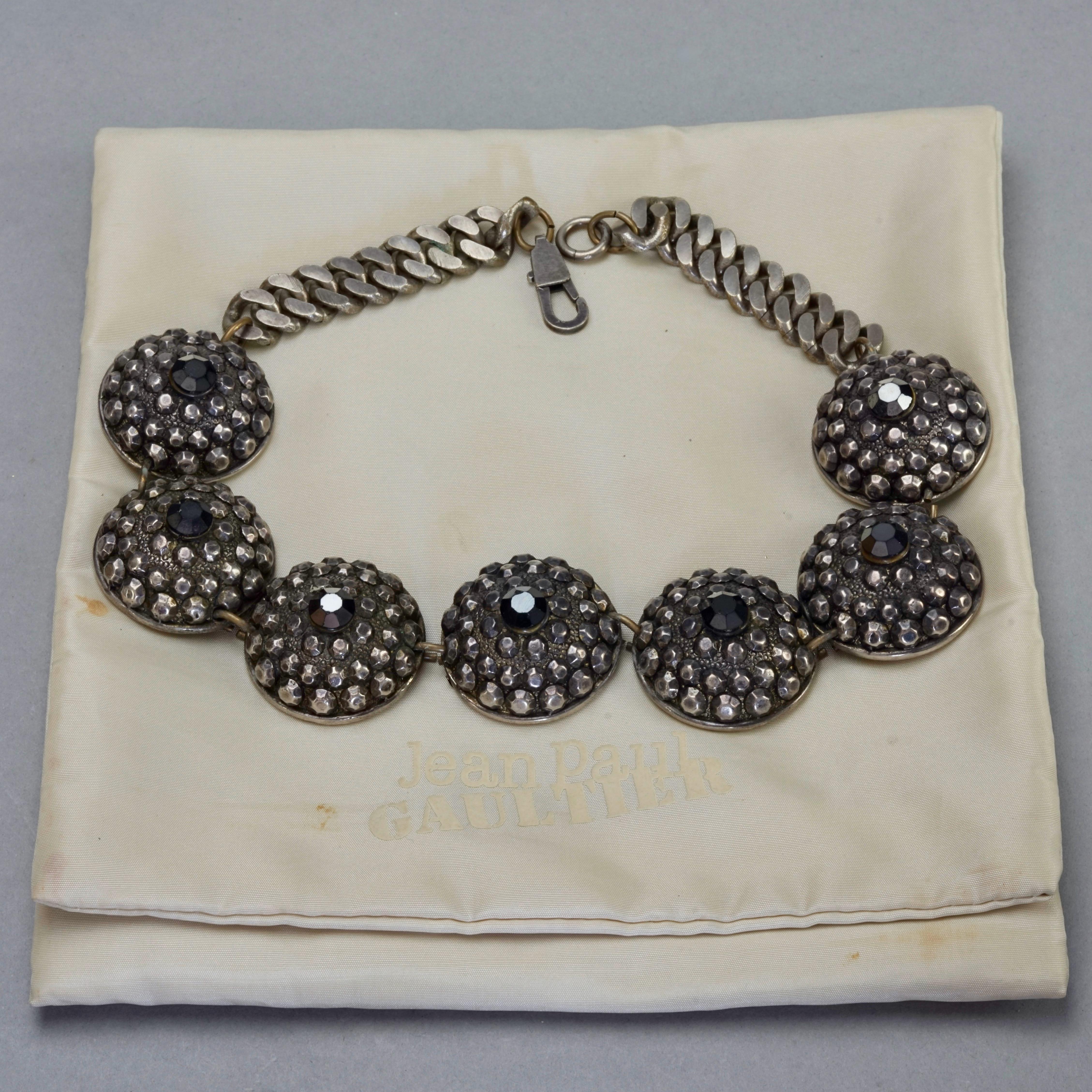 Vintage JEAN PAUL GAULTIER Ethnic Studded Disc Necklace For Sale 3