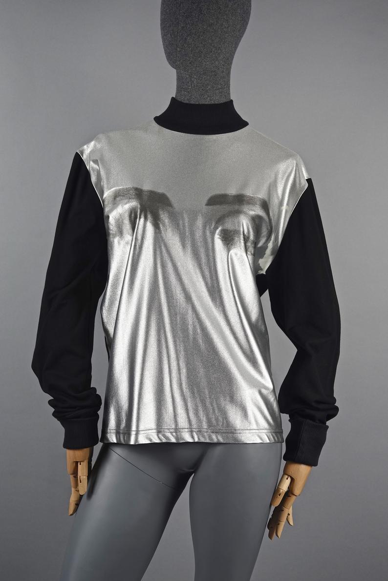 silver metallic sweater