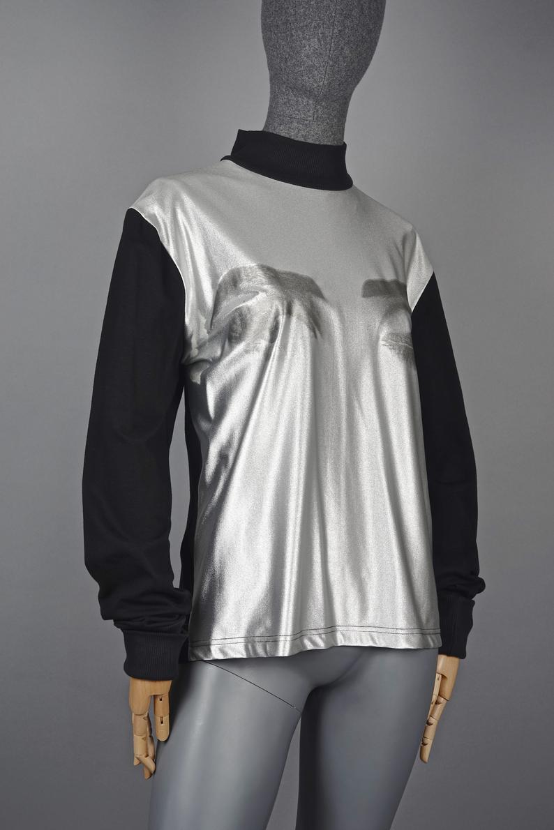 silver metallic shirt