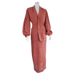 Vintage Jean Paul Gaultier Femme Brick Red Pliss Skirt Suit 