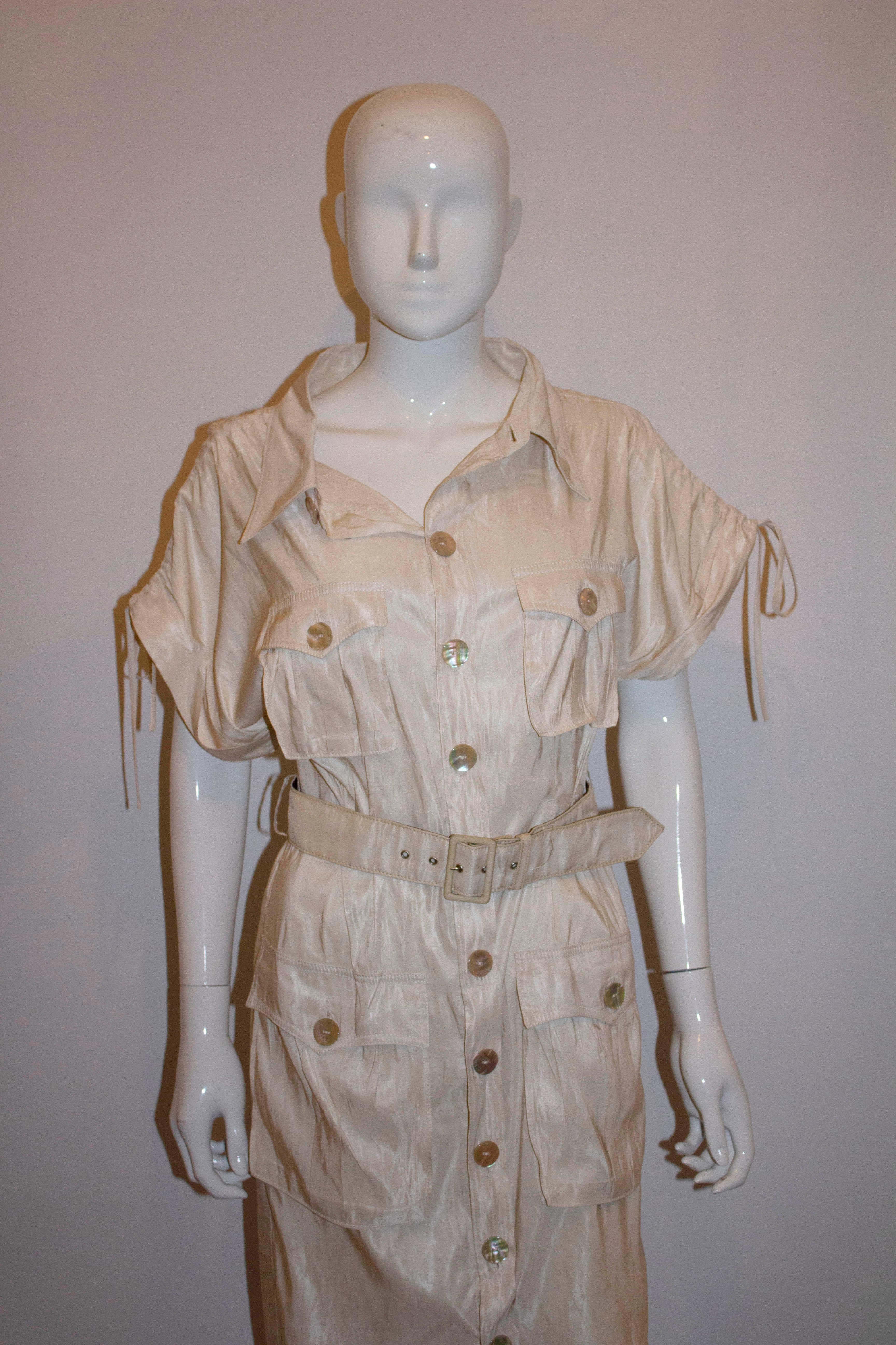Vintage Jean Paul Gaultier Femme Ivory Shirt Dress For Sale 1