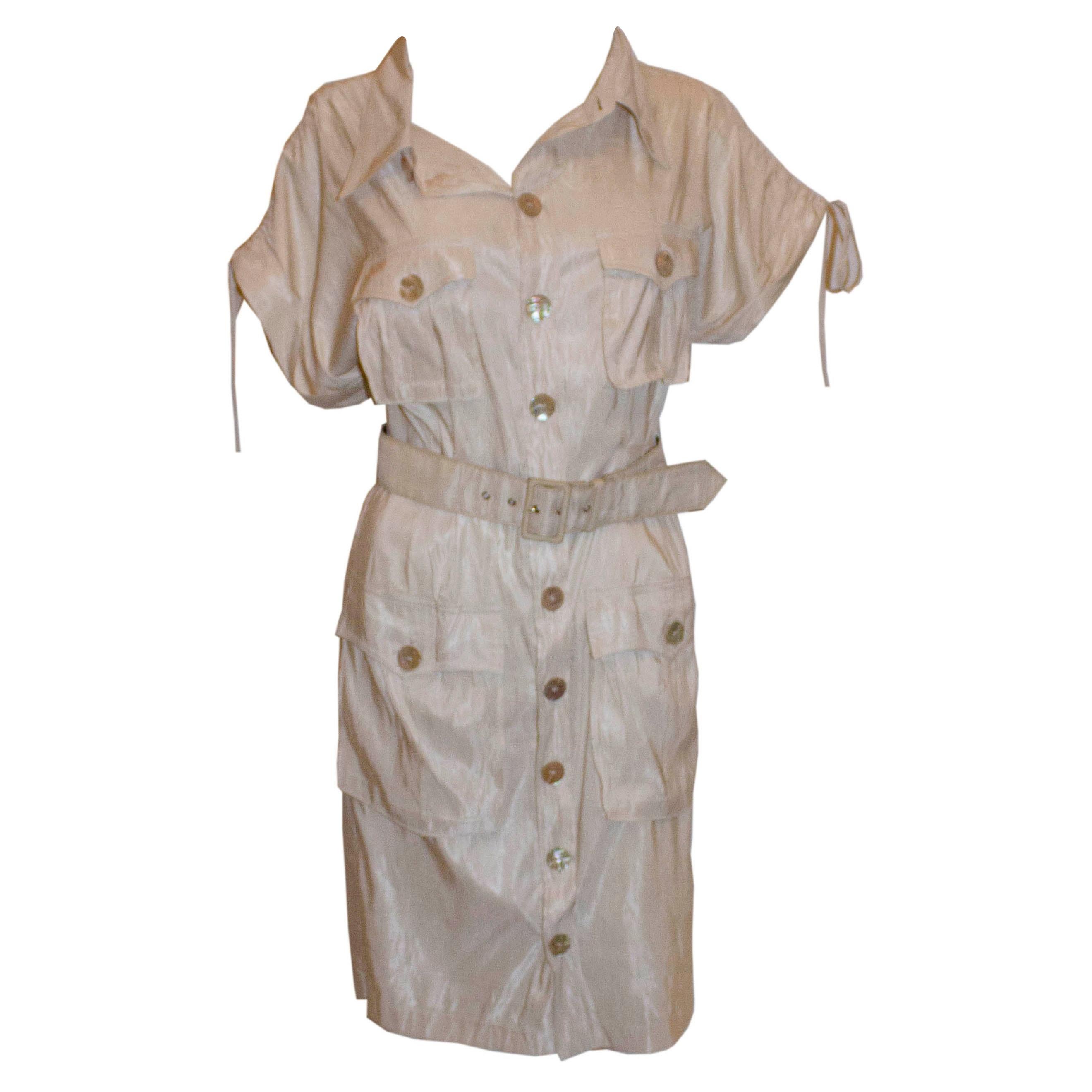 Vintage Jean Paul Gaultier Femme Ivory Shirt Dress For Sale
