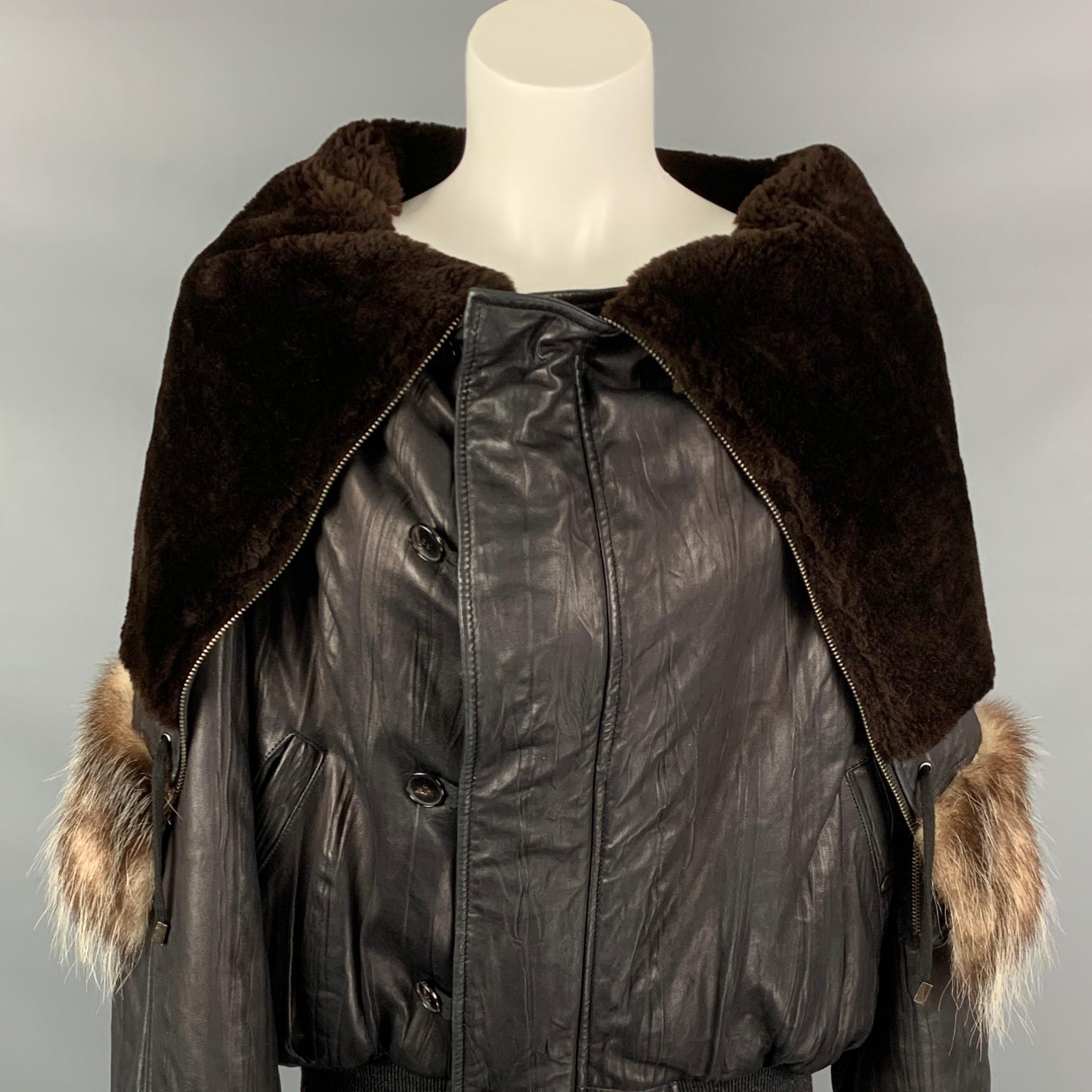 Vintage JEAN PAUL GAULTIER FEMME Size M Black Leather Sheep Skin Jacket In Good Condition In San Francisco, CA