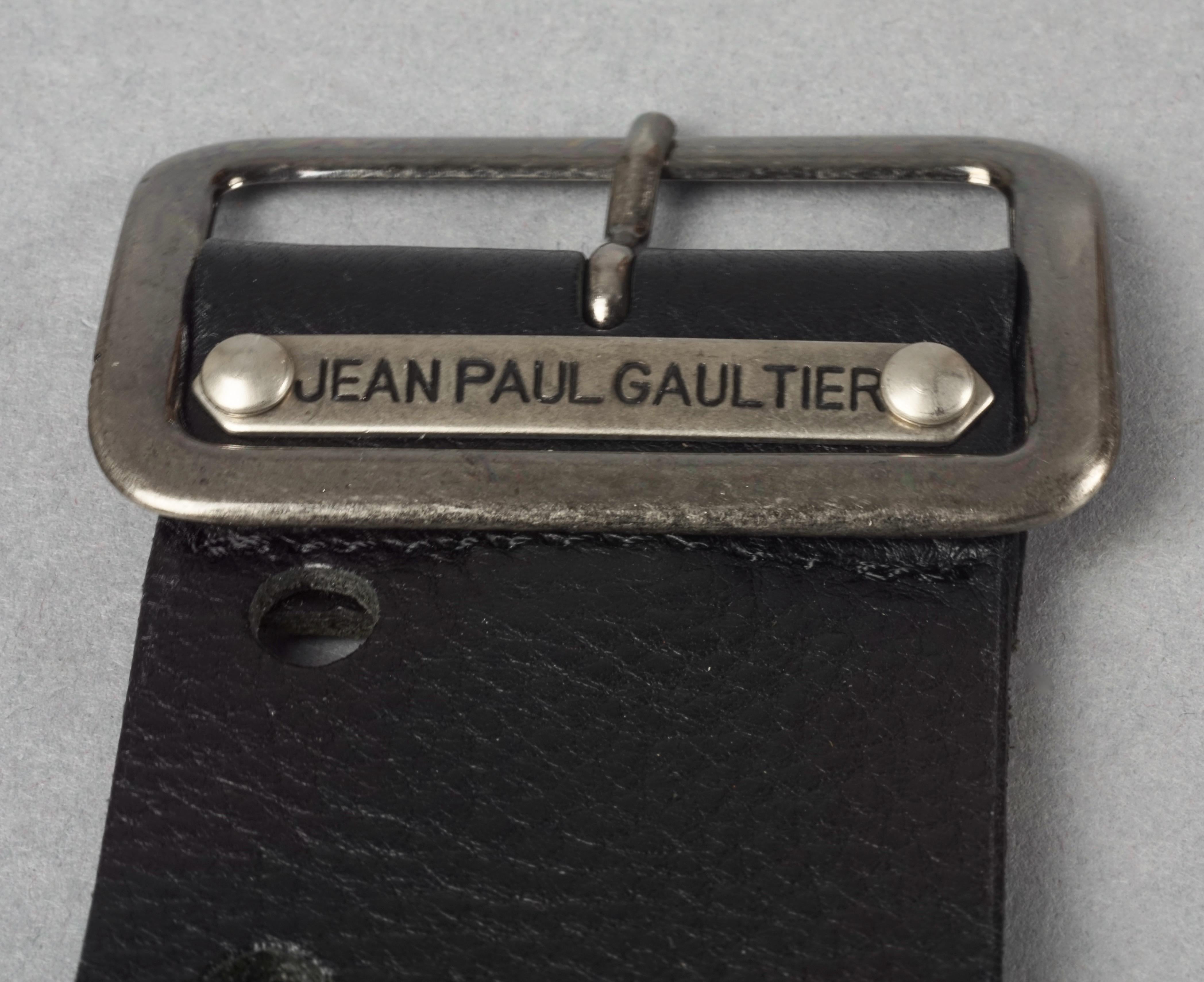 Vintage JEAN PAUL GAULTIER Figural Metal Charm Emblem Belt For Sale 3