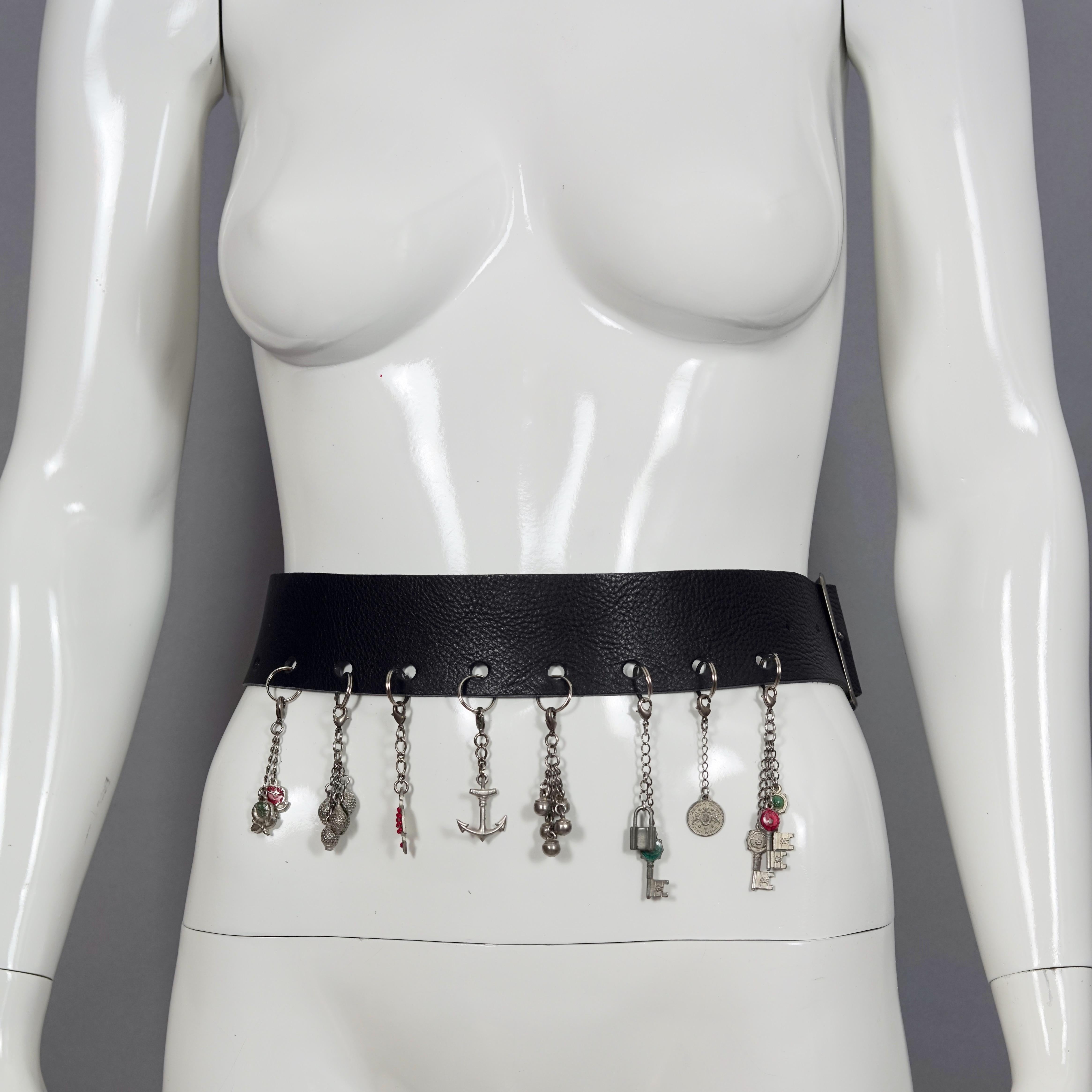 Vintage JEAN PAUL GAULTIER Figural Metal Charm Emblem Belt

Measurements:
Leather Strap Height: 1.96 inches (5 cm)
Charm Height: 3.15 inches (8 cm) longest
Wearable Length: 25.98 inches to 34.25 inches (66 cm to 87 cm)

Features:
- 100% Authentic