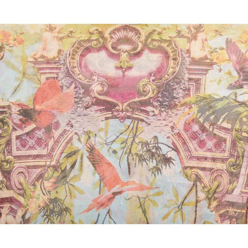 Vintage Jean Paul Gaultier 'Flamingo Tattoo' Print Micro Mesh Long sleeve Top For Sale 1
