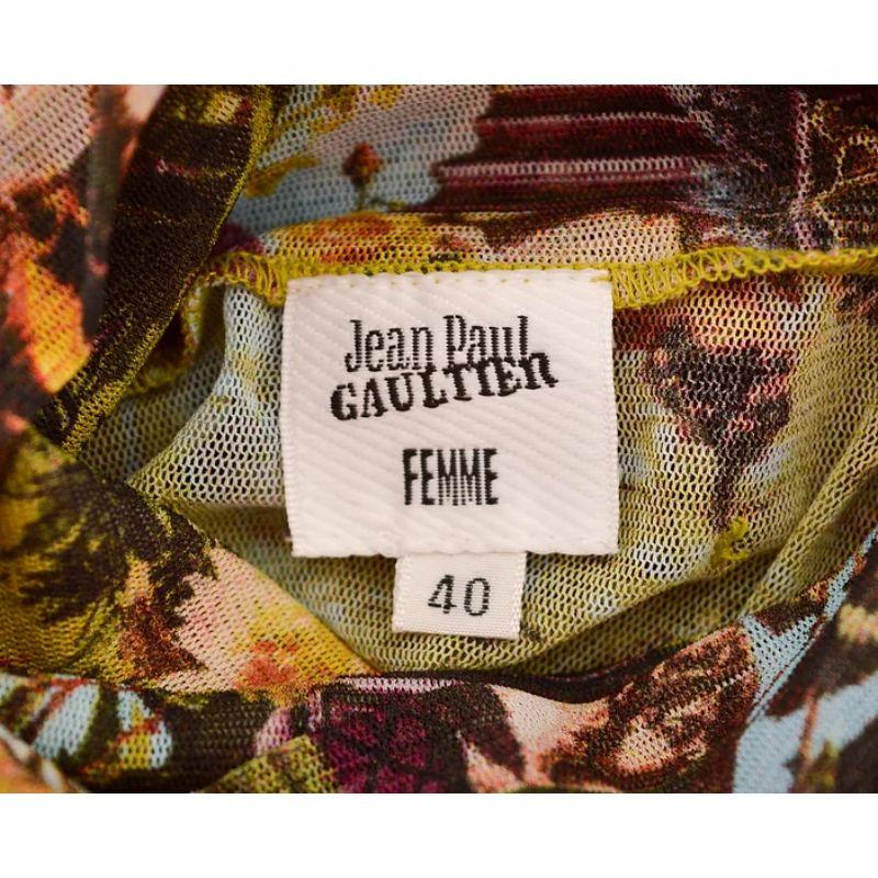 Vintage Jean Paul Gaultier 'Flamingo Tattoo' Print Micro Mesh Long sleeve Top For Sale 2