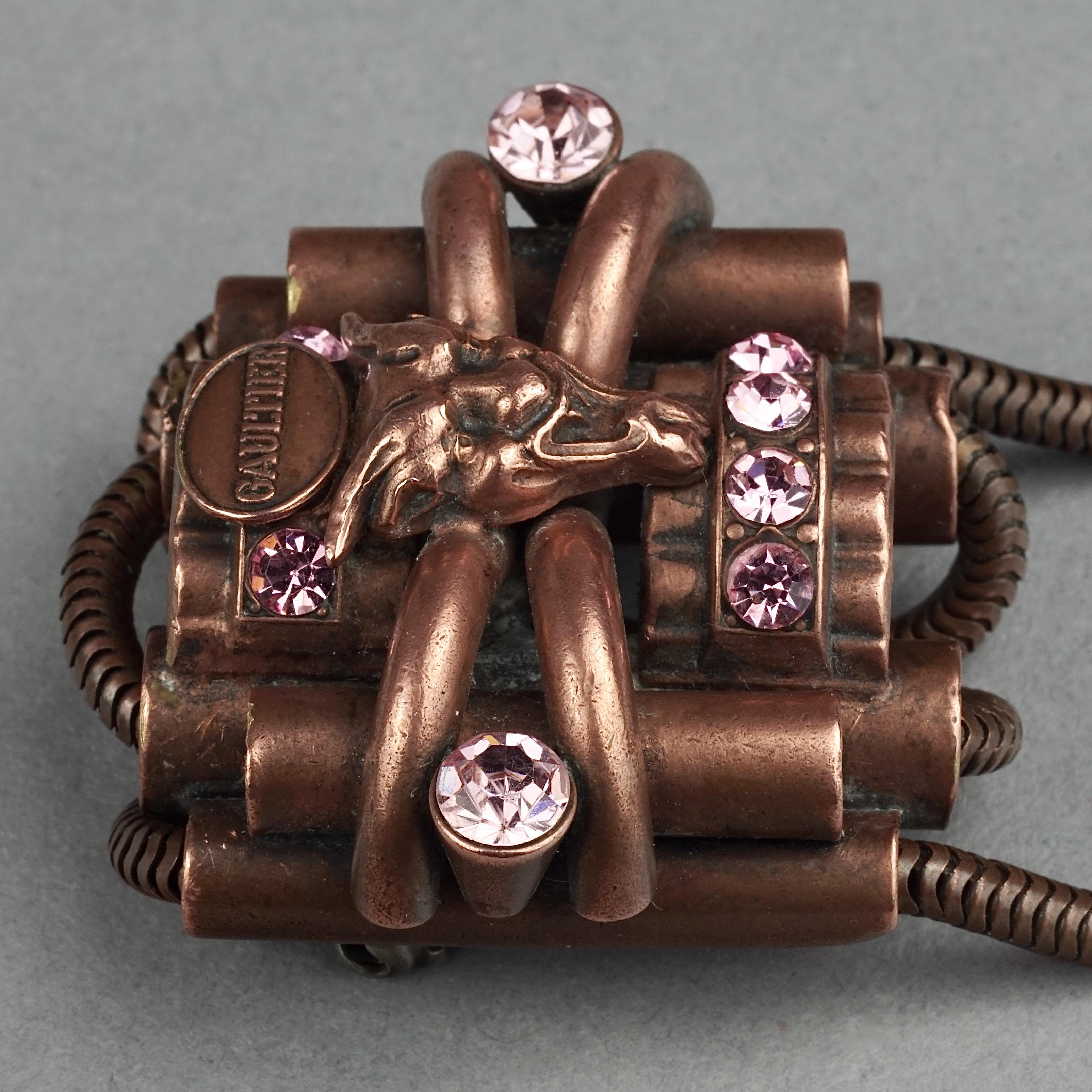 Women's or Men's Vintage JEAN PAUL GAULTIER Gargoyle Tubular Dangling Chain Gothic Brooch
