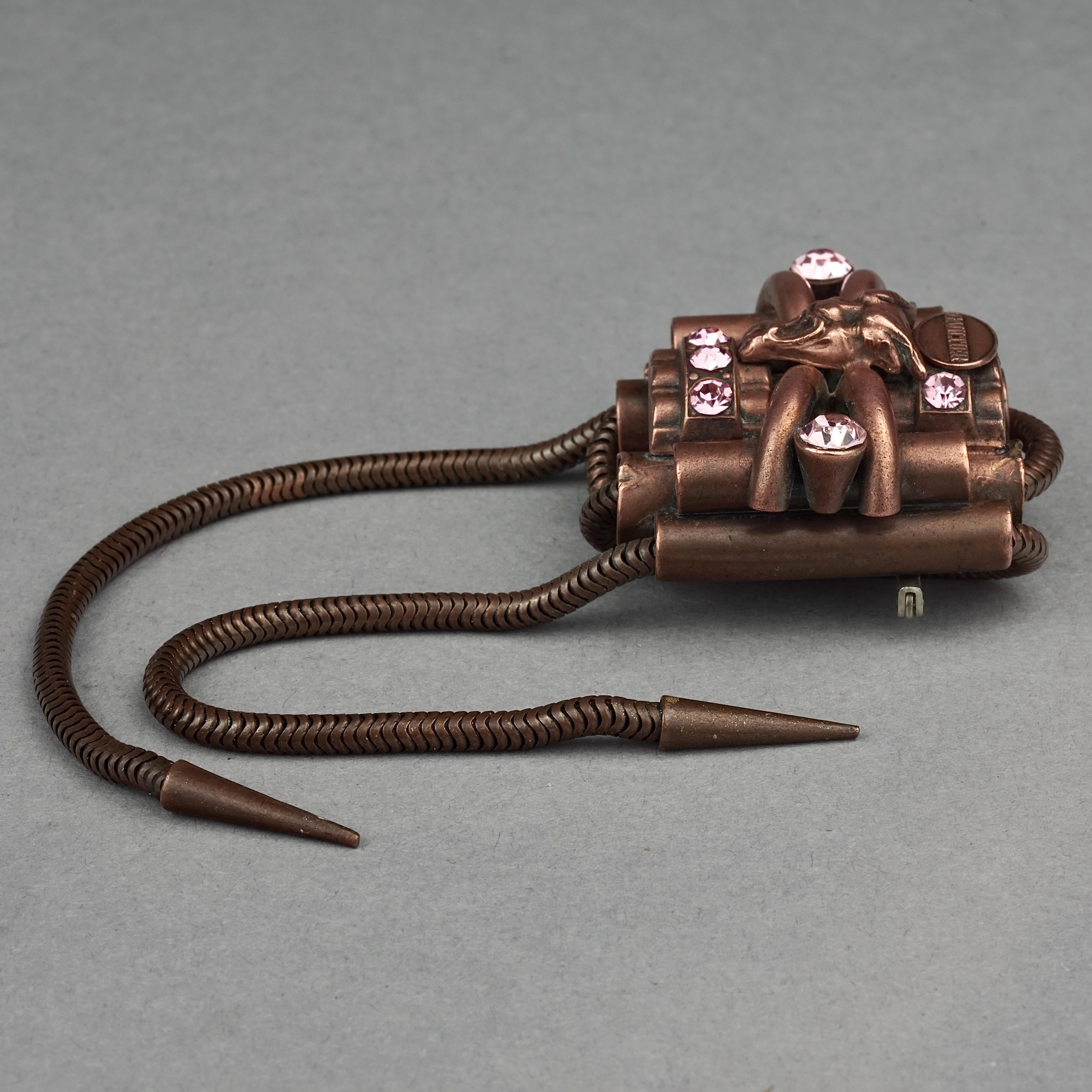 Vintage JEAN PAUL GAULTIER Gargoyle Tubular Dangling Chain Gothic Brooch 2