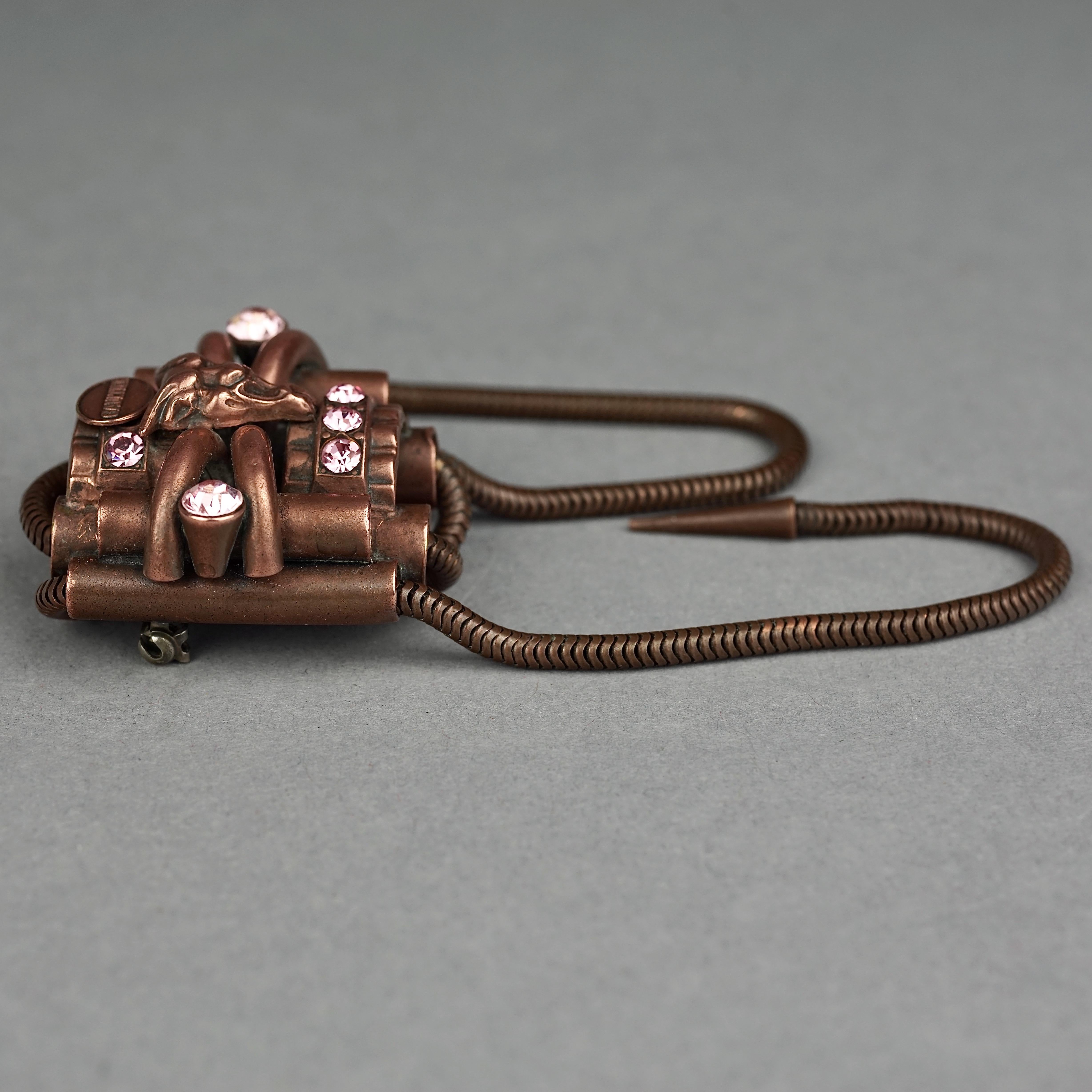 Vintage JEAN PAUL GAULTIER Gargoyle Tubular Dangling Chain Gothic Brooch 3