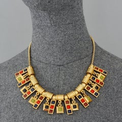 Vintage JEAN PAUL GAULTIER Collier Cabochons Géométriques Multicolores
