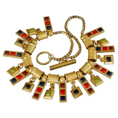 Vintage JEAN PAUL GAULTIER Collier Cabochons Géométriques Multicolores