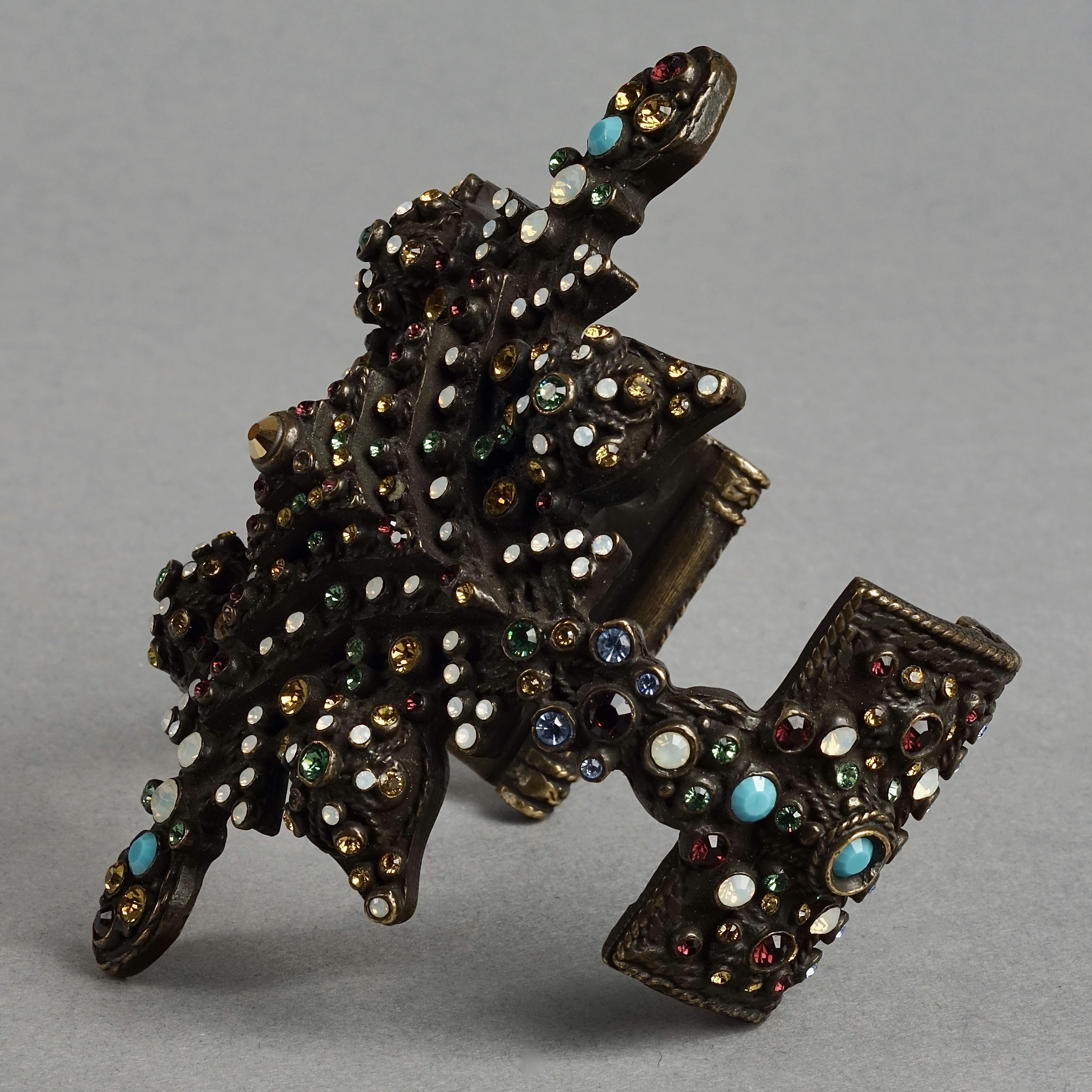 Women's or Men's Vintage JEAN PAUL GAULTIER Gothic Jeweled Cuff Bracelet For Sale