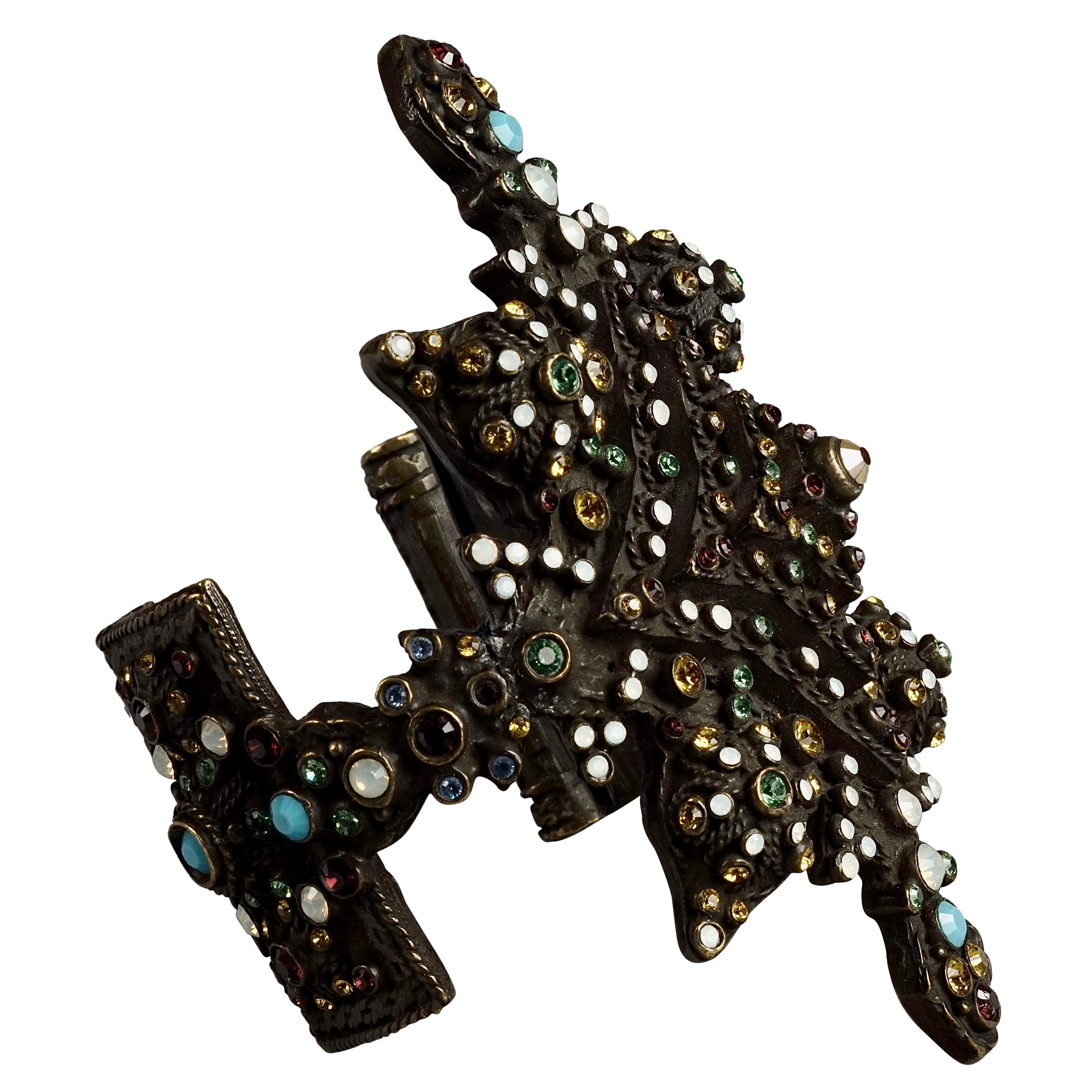 Vintage JEAN PAUL GAULTIER Gothic Jeweled Cuff Bracelet For Sale