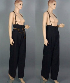 Vintage JEAN PAUL GAULTIER High Waisted Suspender Wide Leg Trouser Pants
