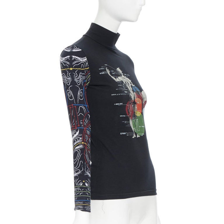 vintage JEAN PAUL GAULTIER Human Anatomy Chart print turtleneck cotton