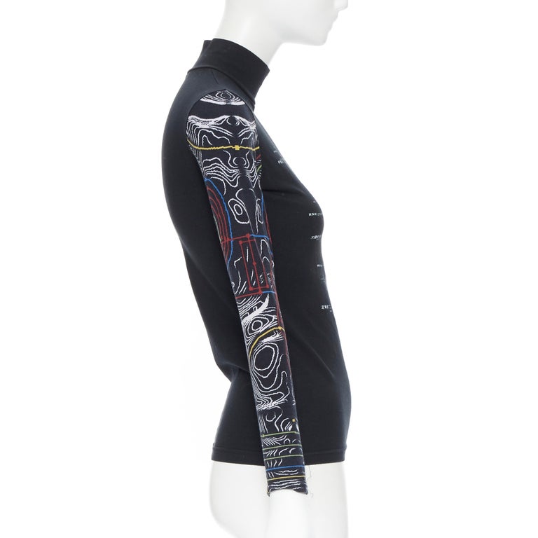 vintage JEAN PAUL GAULTIER Human Anatomy Chart print turtleneck cotton