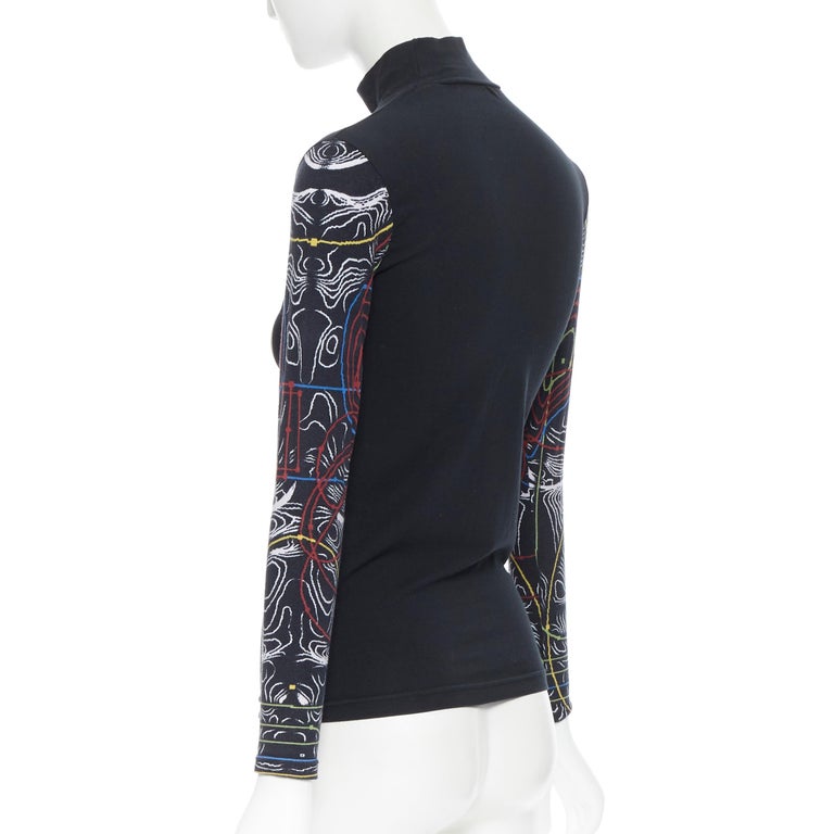 vintage JEAN PAUL GAULTIER Human Anatomy Chart print turtleneck cotton