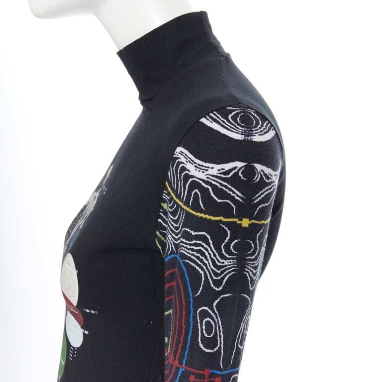 vintage JEAN PAUL GAULTIER Human Anatomy Chart print turtleneck cotton