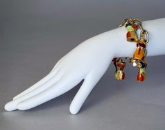 Vintage JEAN PAUL GAULTIER Iconic Enamel Bust Charms Bracelet