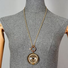 Vintage JEAN PAUL GAULTIER Jewelled Heart Lucite Medallion Necklace