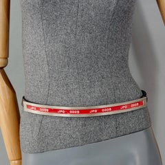 Vintage JEAN Paul GAULTIER JPG 0005 Red Embossing Tape Black Skinny Leather Belt