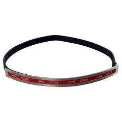 Vintage JEAN Paul GAULTIER JPG 0005 Red Embossing Tape Black Skinny Leather Belt