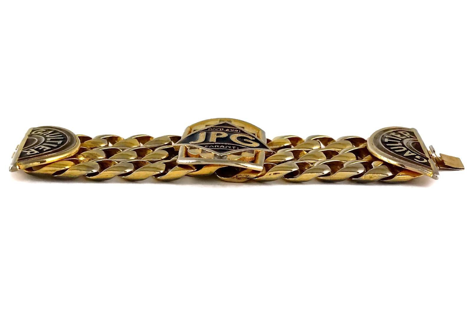 Vintage Jean Paul Gaultier JPG RAPPSODI GARANTI Enamel Chain Cuff Bracelet 2