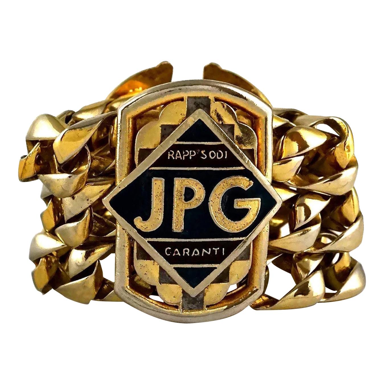 Vintage Jean Paul Gaultier JPG RAPPSODI GARANTI Enamel Chain Cuff Bracelet