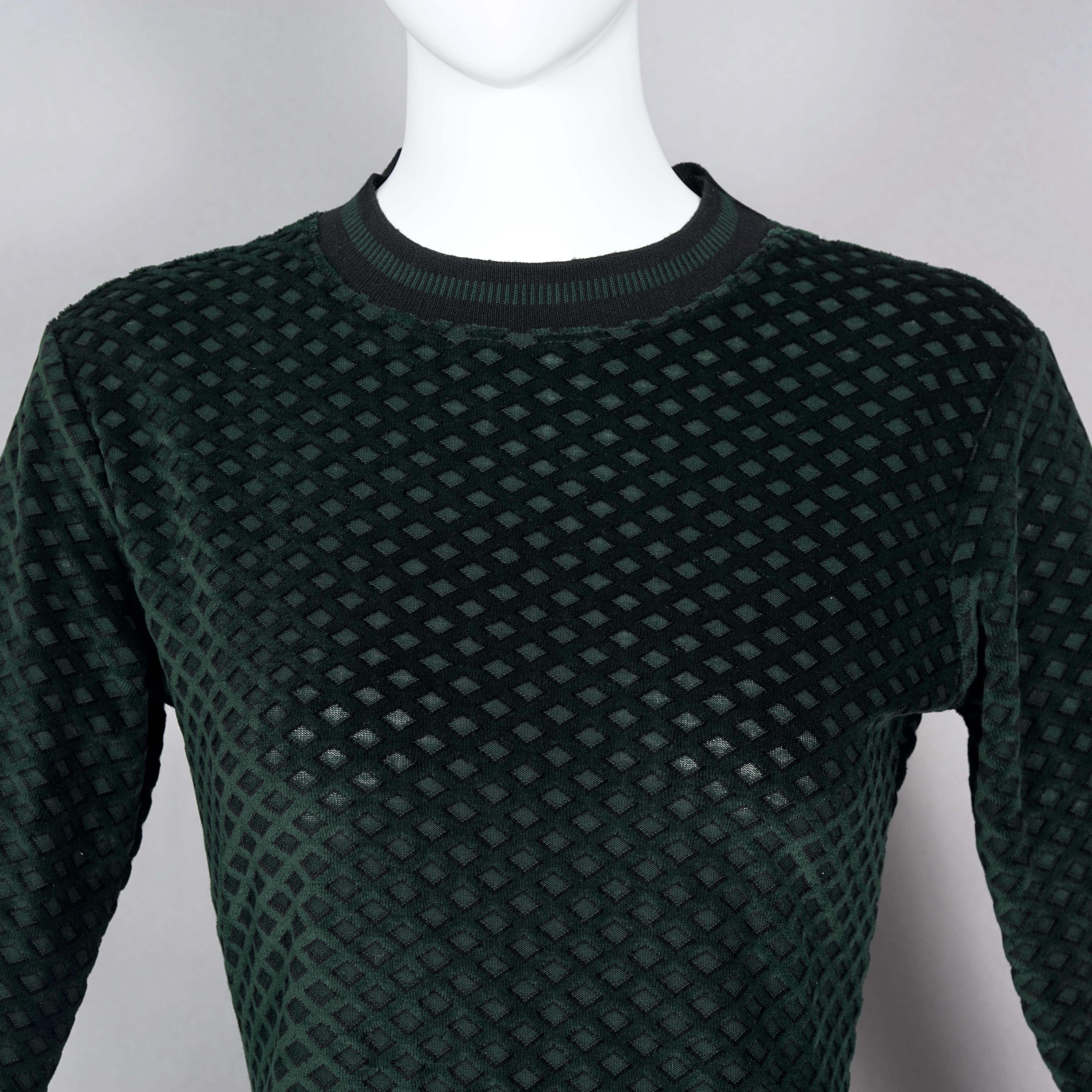 Vintage JEAN PAUL GAULTIER Junior Checkered Pattern Velvet Emerald Green Dress For Sale 3