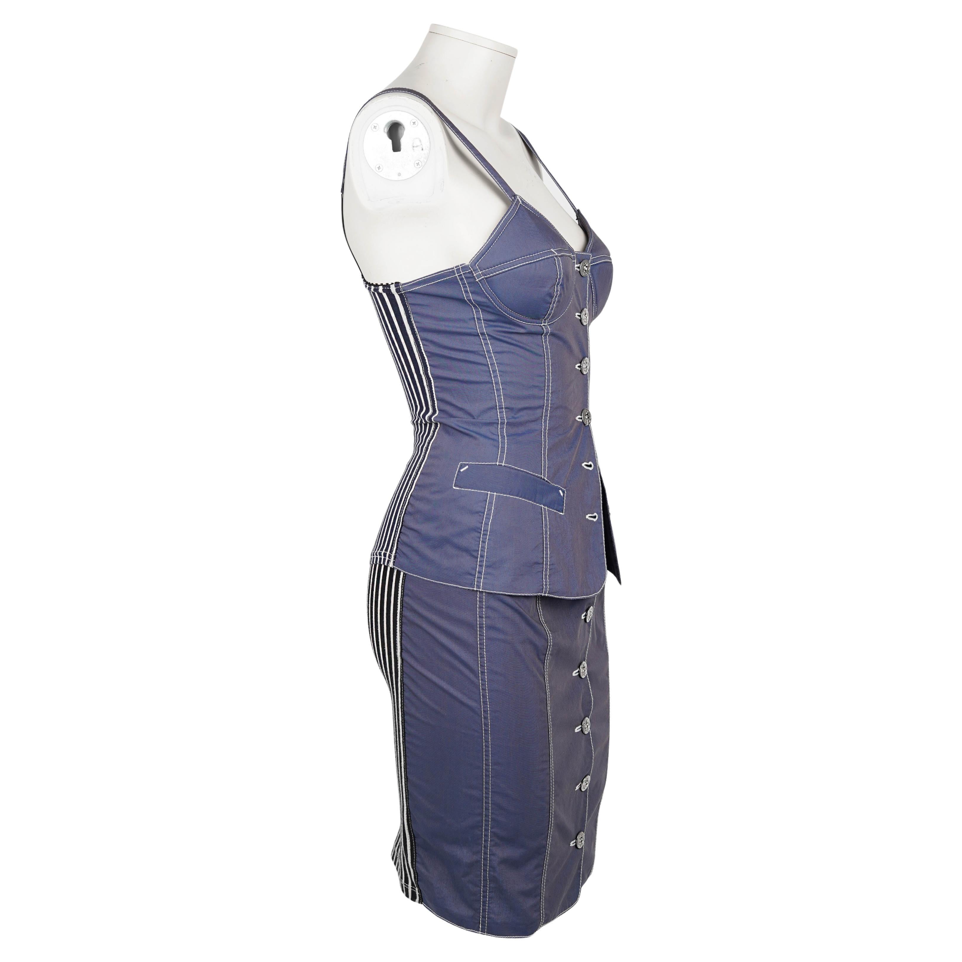 Conjunto náutico de dos piezas Vintage Jean Paul Gaultier Junior - Finales de los 80 Gris en venta