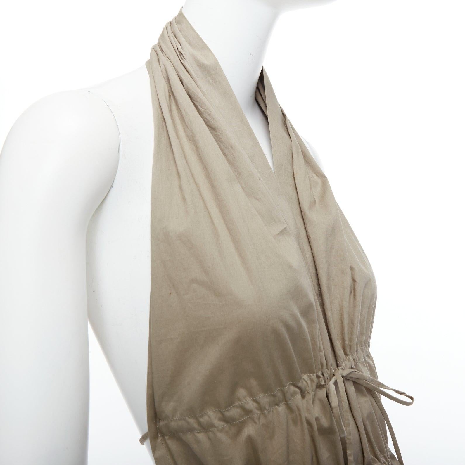 vintage JEAN PAUL GAULTIER khaki cotton halter backless gathered tie top IT38 XS 2
