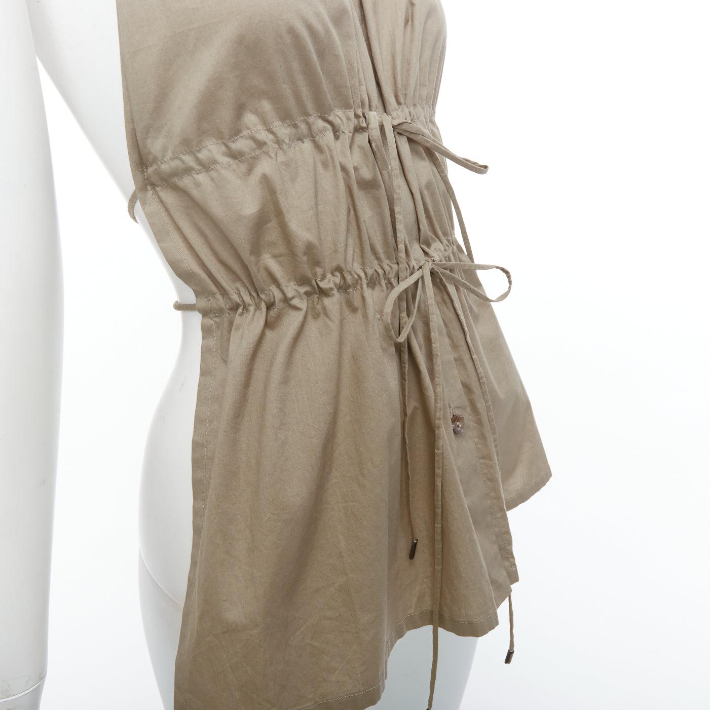 vintage JEAN PAUL GAULTIER khaki cotton halter backless gathered tie top IT38 XS 3