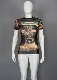 Vintage JEAN PAUL GAULTIER " Les Tatouage" Sheer Mesh Nylon Top