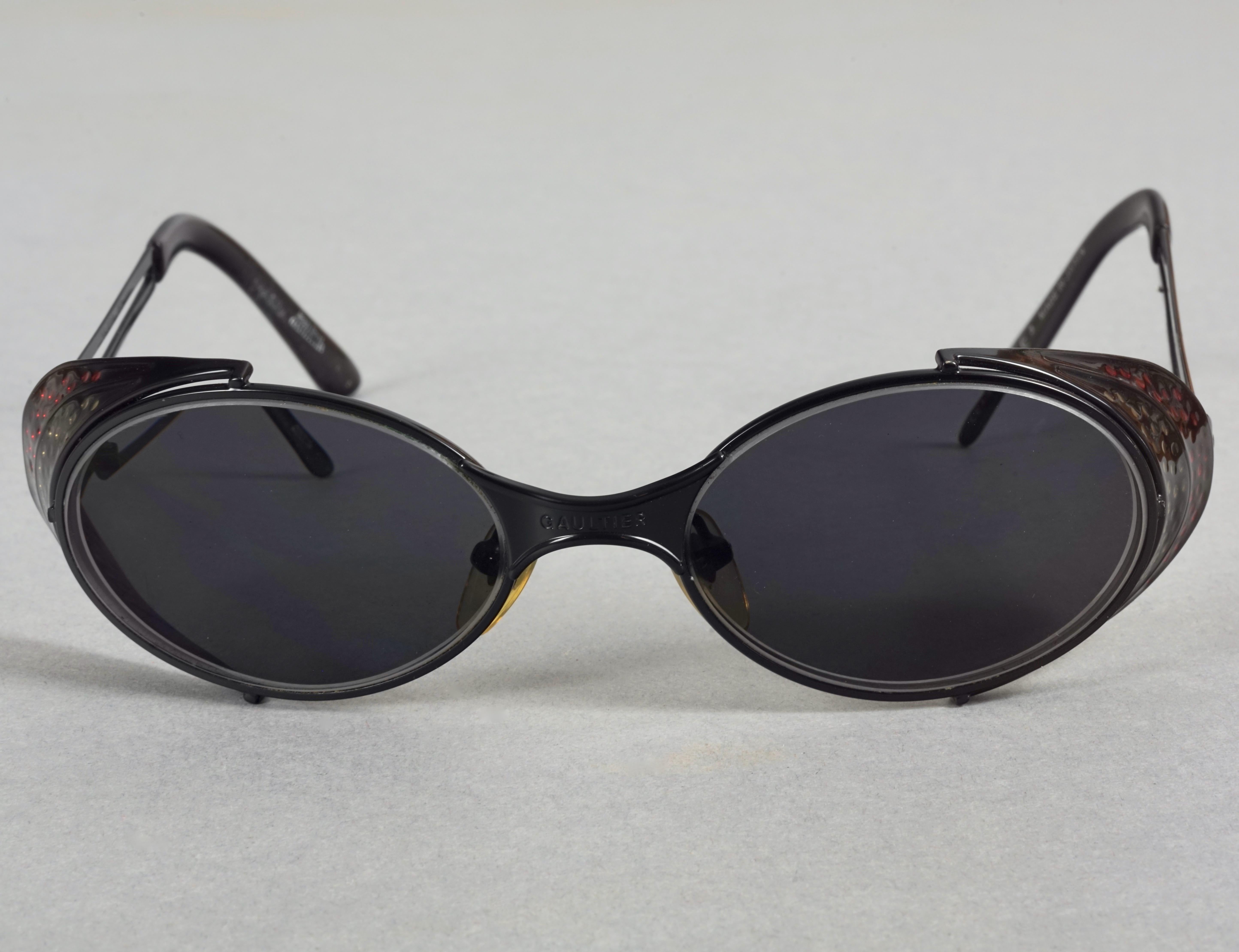 Black Vintage JEAN PAUL GAULTIER Logo Polka Dot Steampunk Sunglasses For Sale