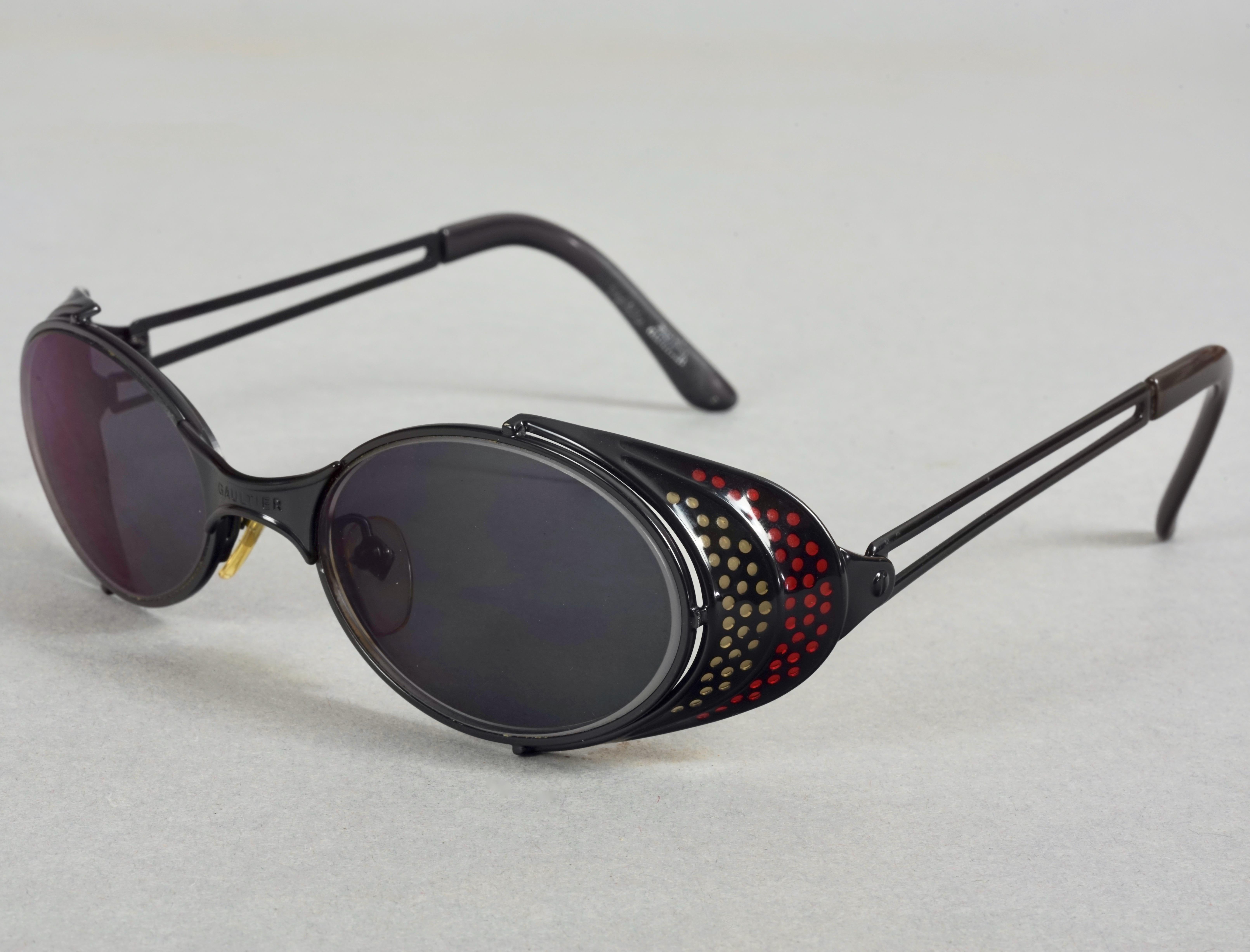 Vintage JEAN PAUL GAULTIER Logo Polka Dot Steampunk Sunglasses In Excellent Condition For Sale In Kingersheim, Alsace