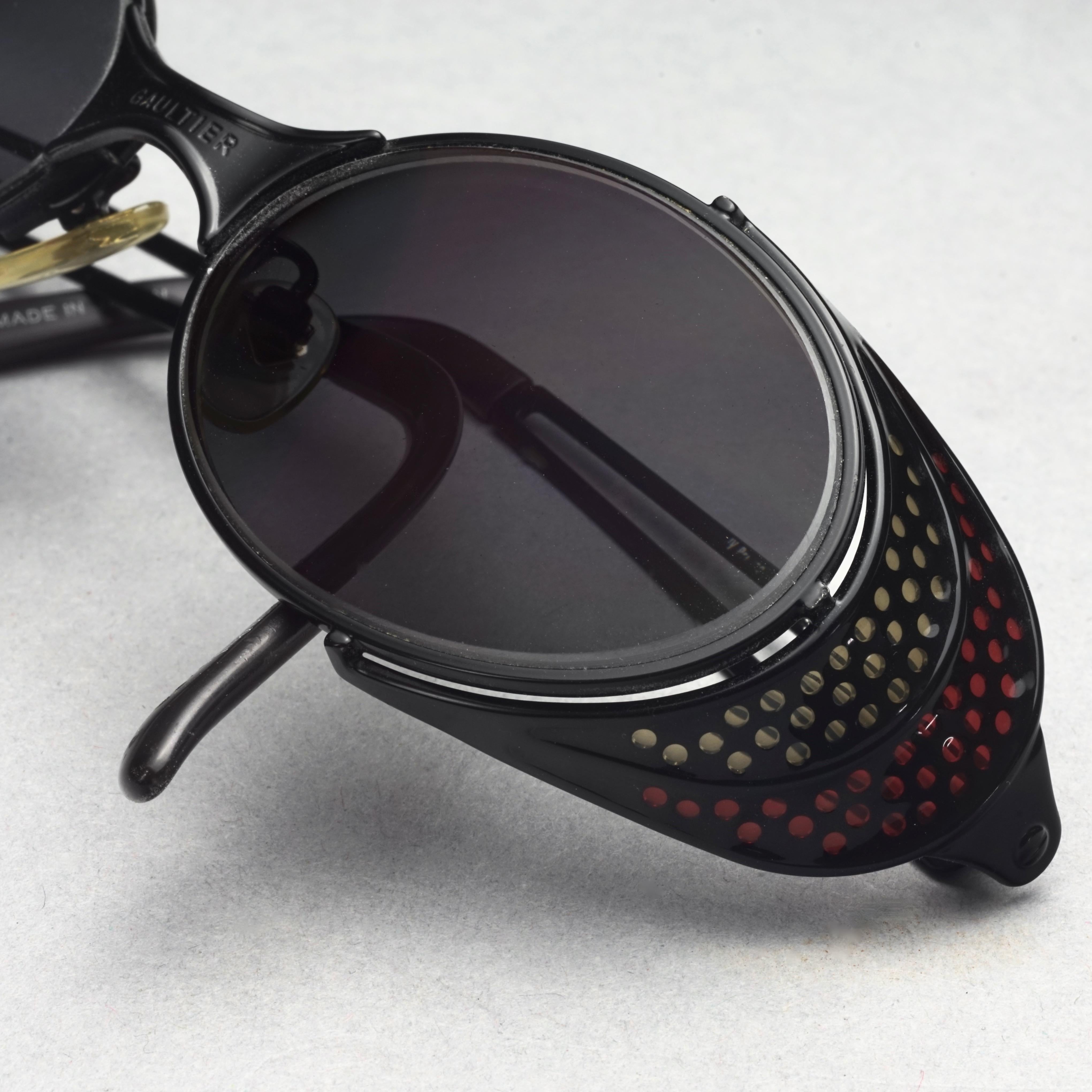 Vintage JEAN PAUL GAULTIER Logo Polka Dot Steampunk Sunglasses For Sale 2