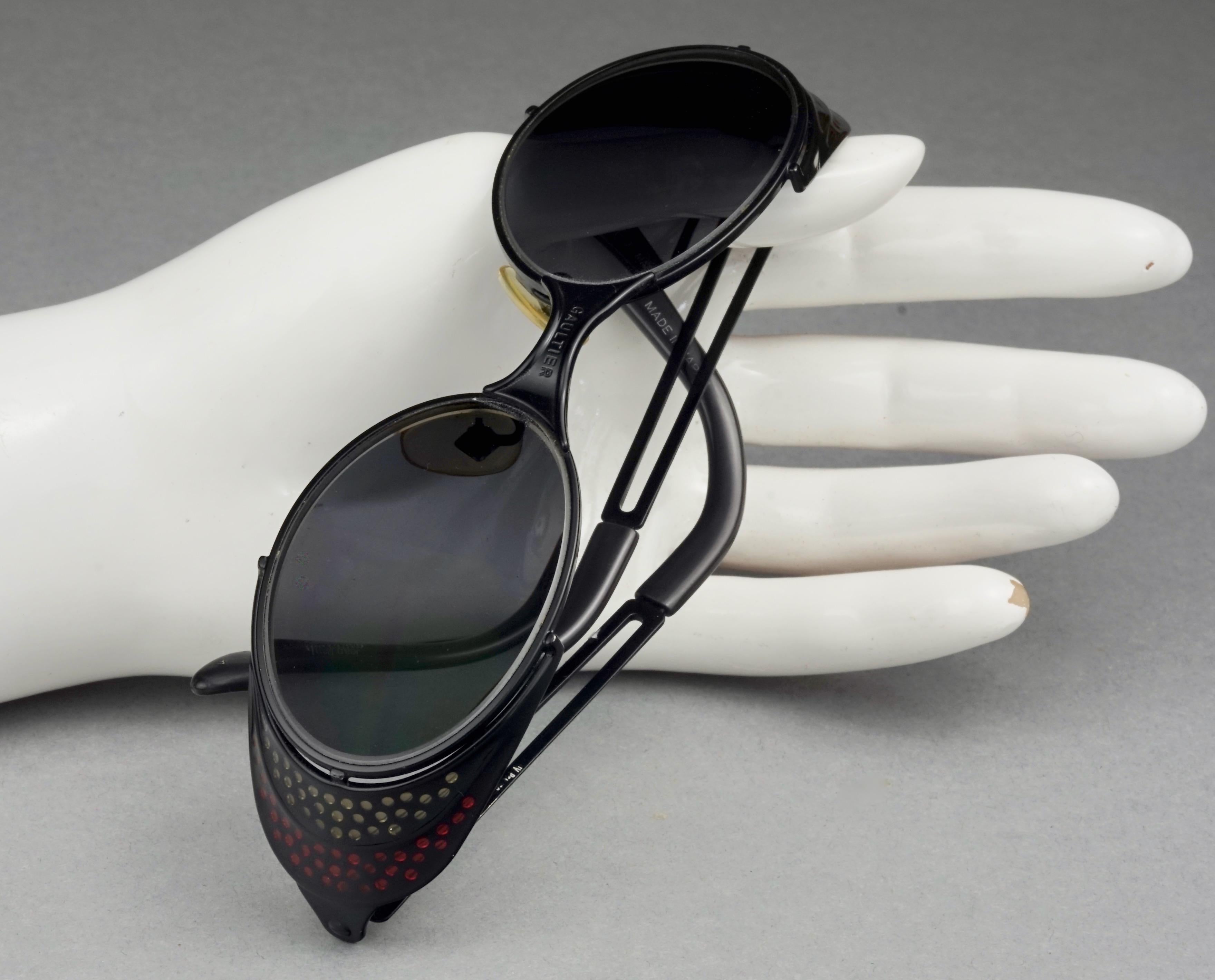 Vintage JEAN PAUL GAULTIER Logo Polka Dot Steampunk Sunglasses For Sale 4