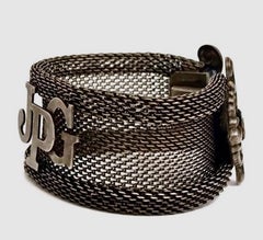 Vintage JEAN PAUL GAULTIER Logo Rustic Mesh Cuff Bracelet