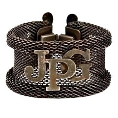 Vintage JEAN PAUL GAULTIER Logo Rustic Mesh Cuff Bracelet