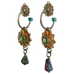 Vintage JEAN PAUL GAULTIER Loop Millefiori Rustic Dangling Earrings