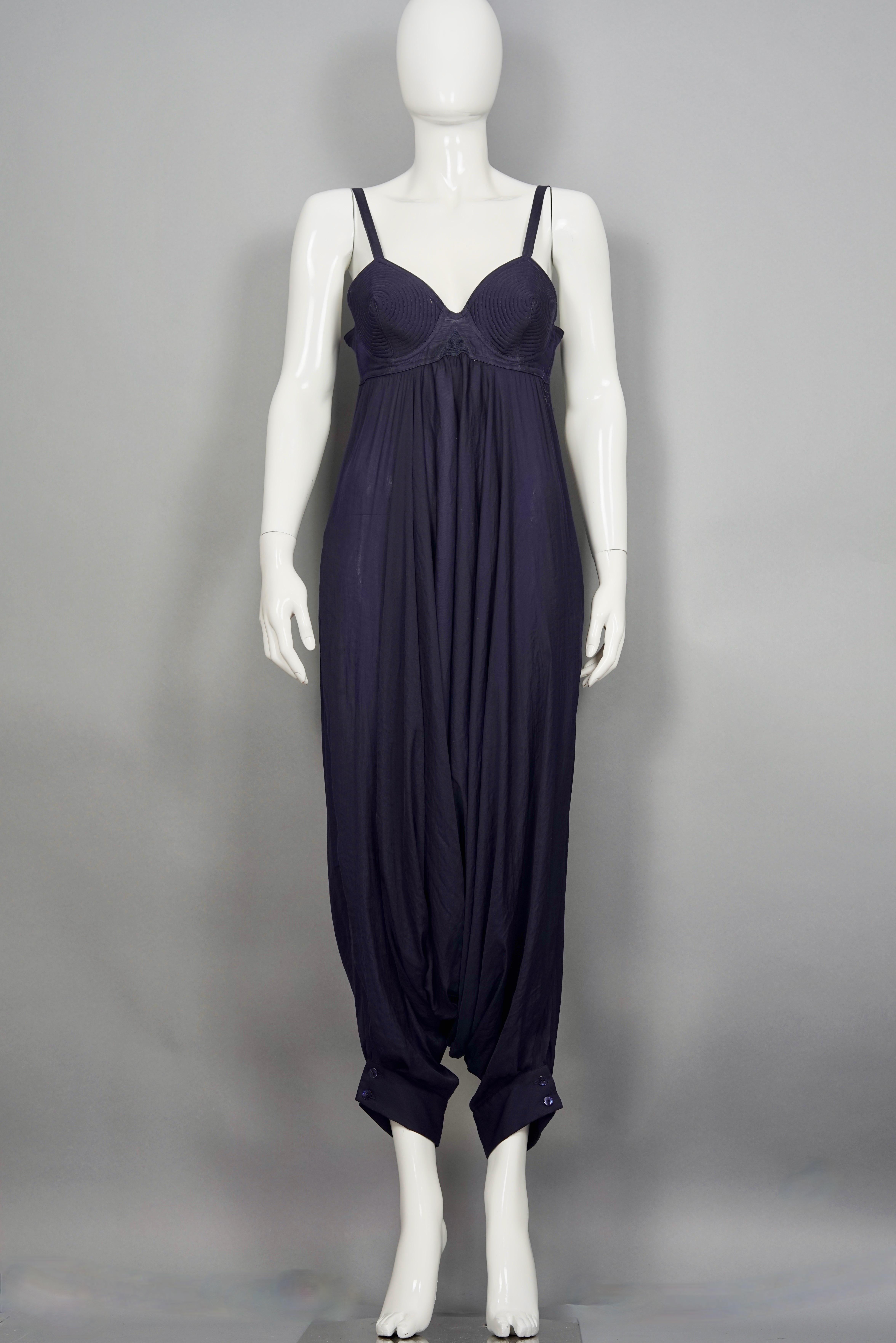 Vintage JEAN PAUL GAULTIER Madonna Cone Bra Open Back Jumpsuit

Measurements:
Bust: 31.89 inches (81 cm) elastic at back, slightly adjustable
Waist: FREE
Hips: FREE
Length: 42.51 inches (108 cm)

Features
- 100% Authentic JEAN PAUL GAULTIER.
-