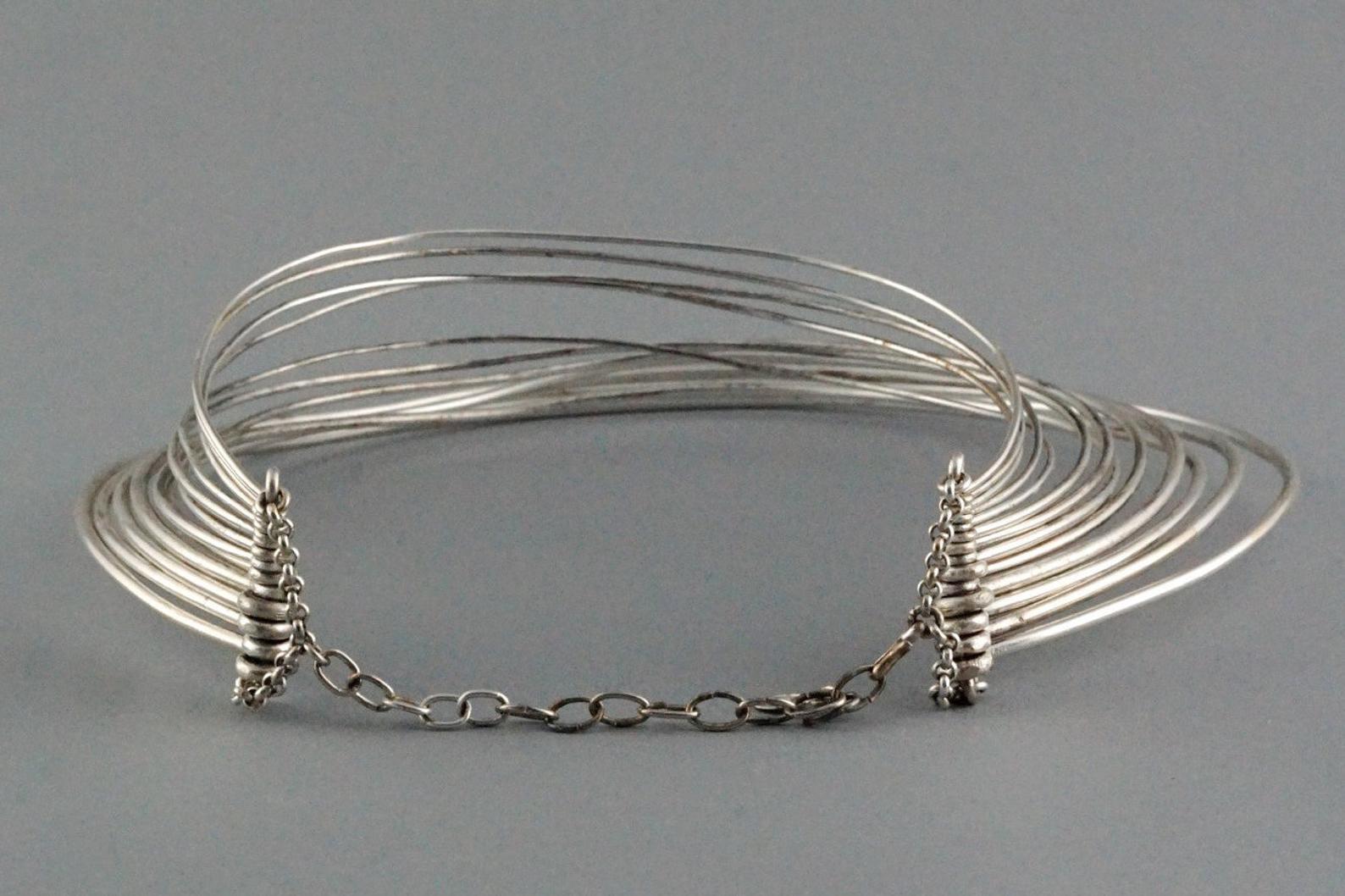 Women's Vintage JEAN PAUL GAULTIER Masai Multi Wire Silver Choker Necklace For Sale