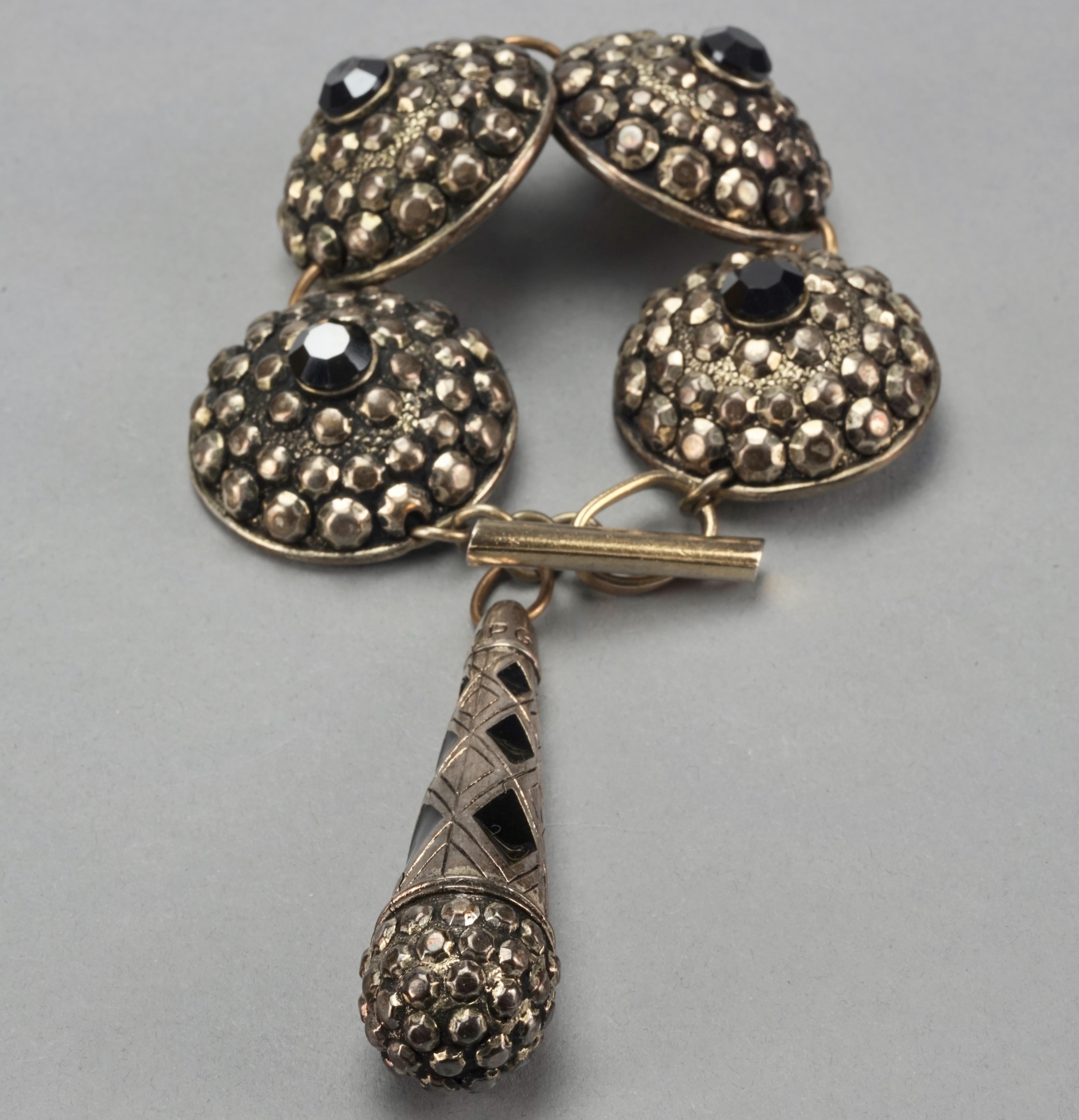 Women's or Men's Vintage JEAN PAUL GAULTIER Massive Ethnic Disc Dangling Charm Bracelet For Sale